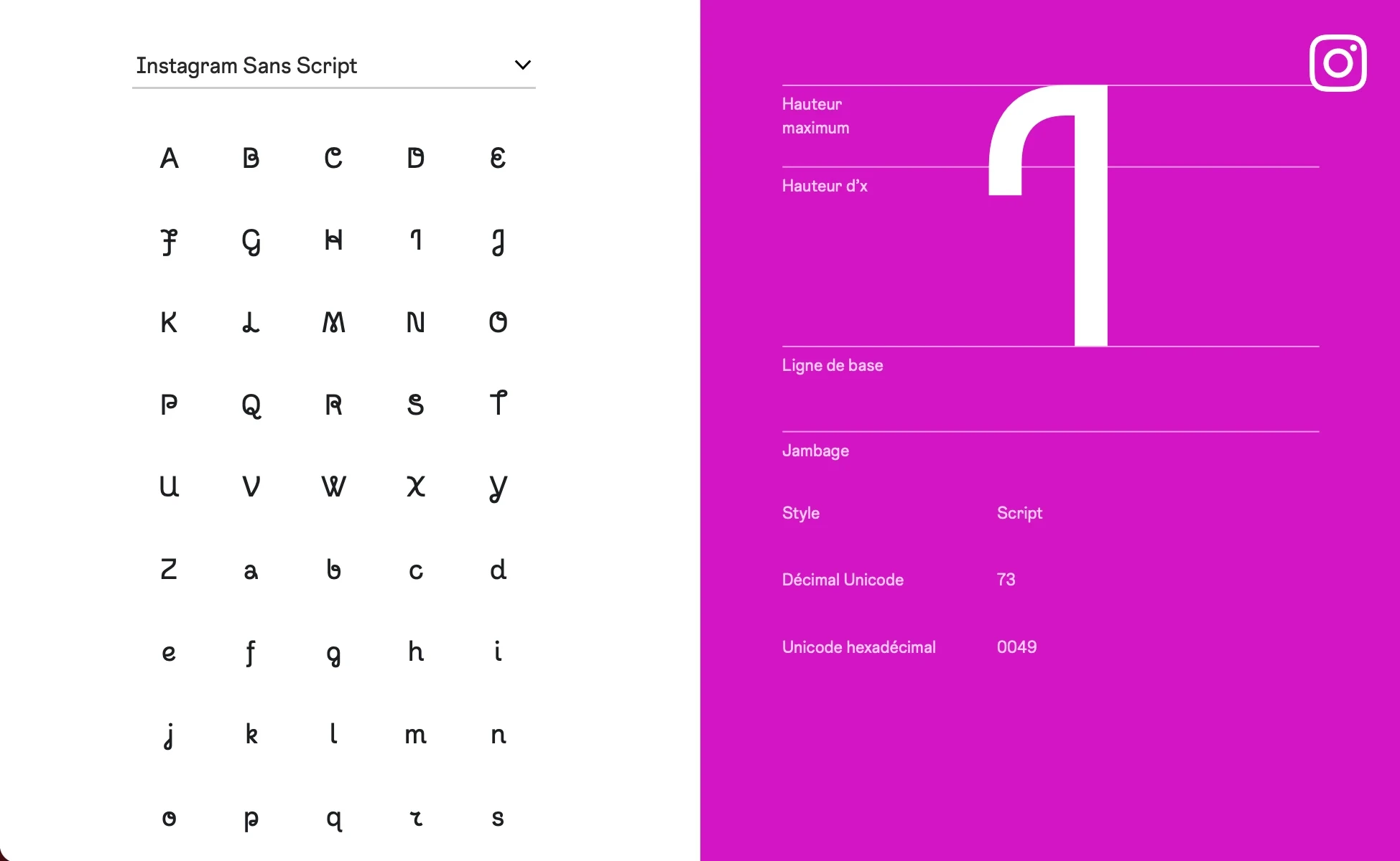 Nouvelle typographie d'Instagram