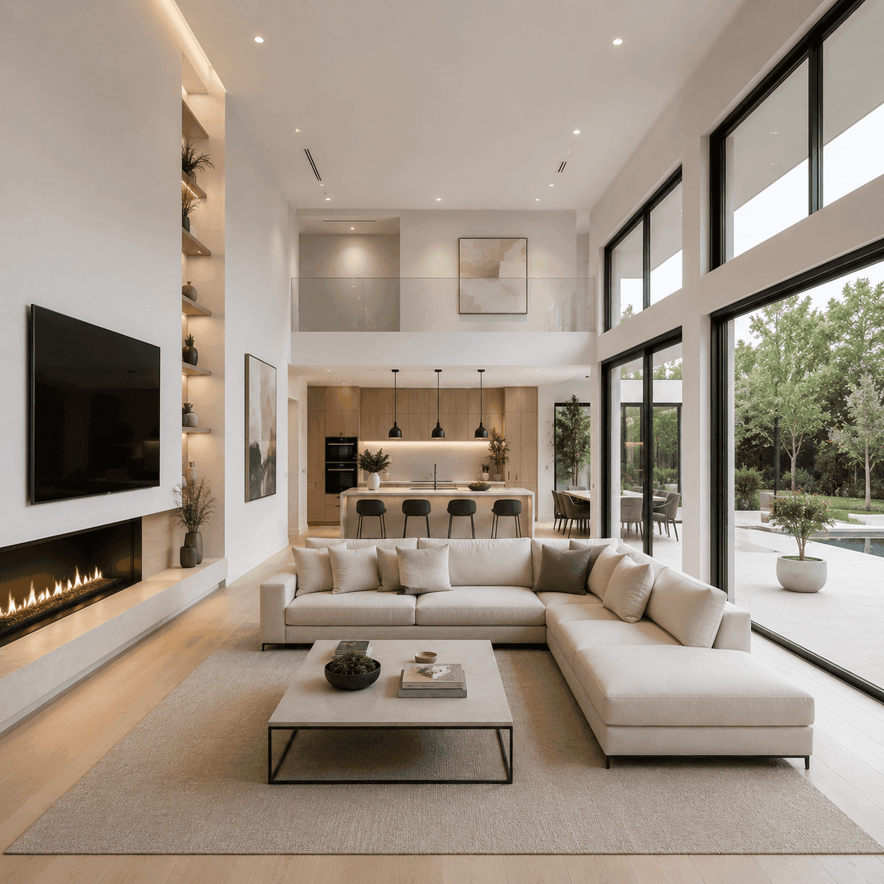 a room with a couch and a table