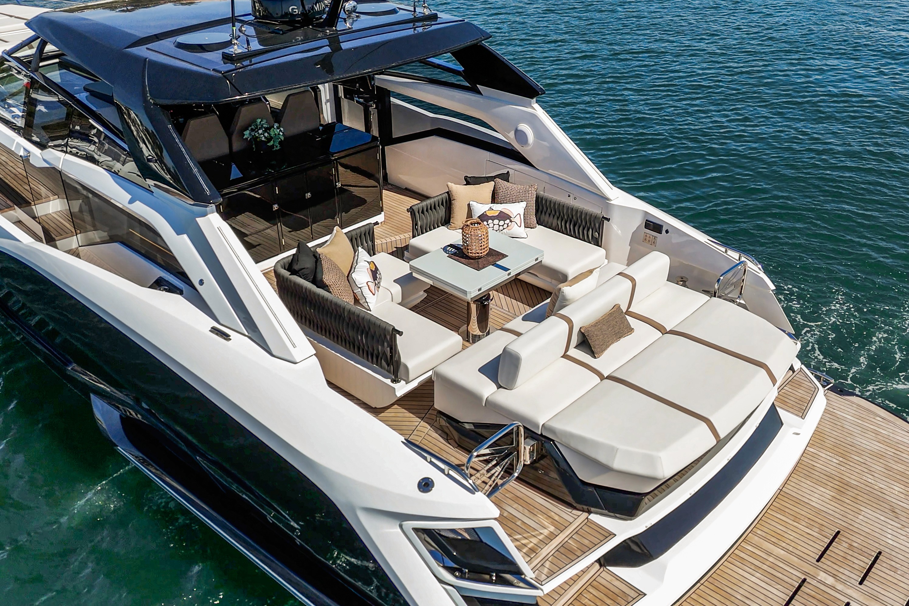 2026 Sunseeker 55 Superhawk boat rentals Newport Beach luxury deck view