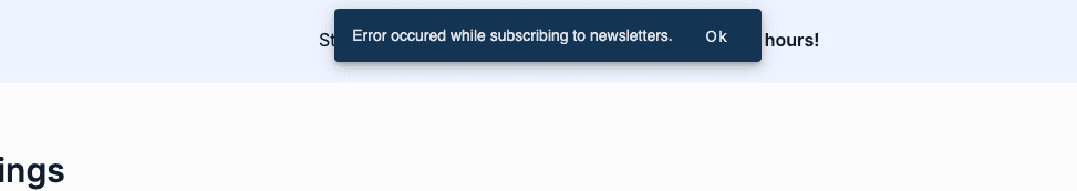 VidTao error when subscribing to newsletter