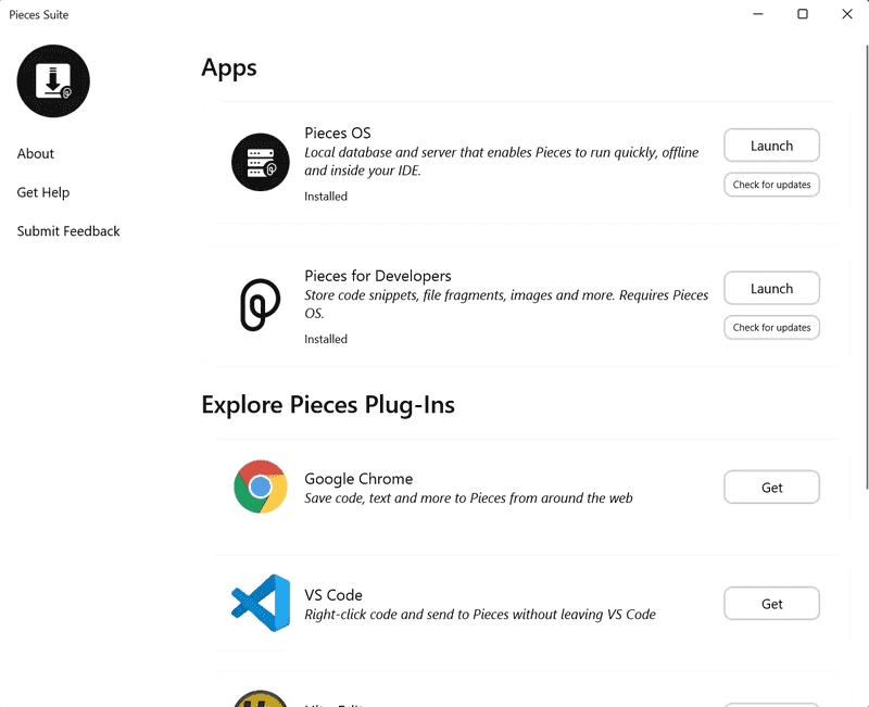The Pieces Suite Installer for Windows.