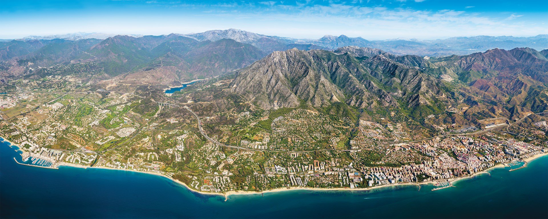 aerial view Marbella coastline