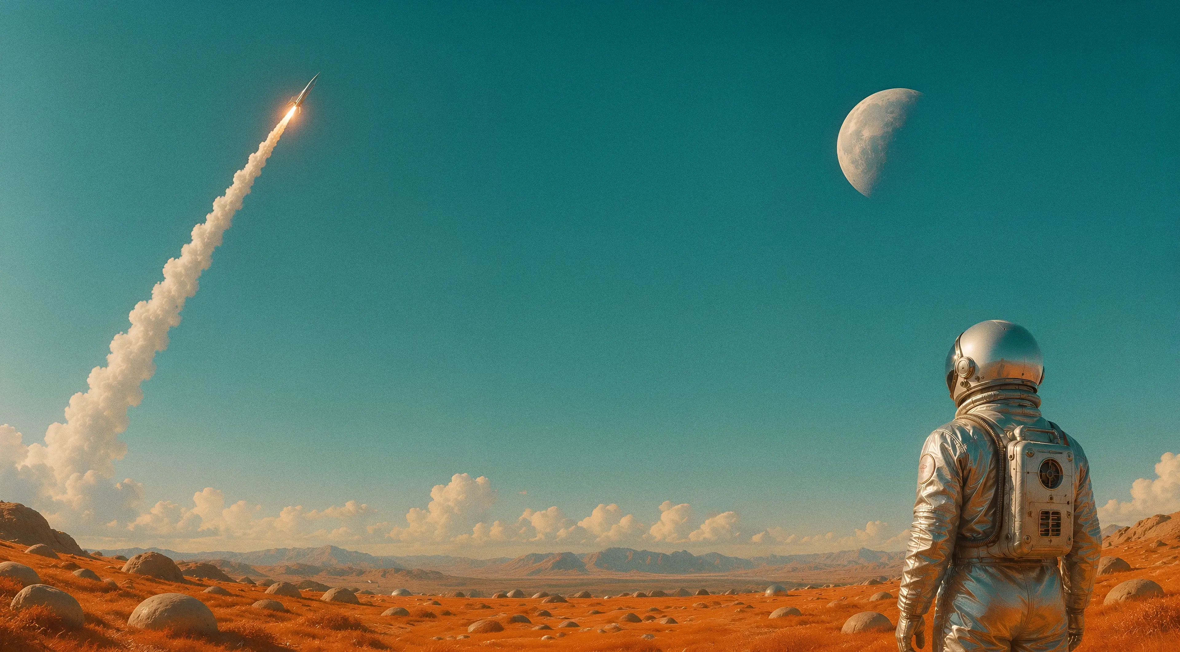 Human watching a rocket launch.