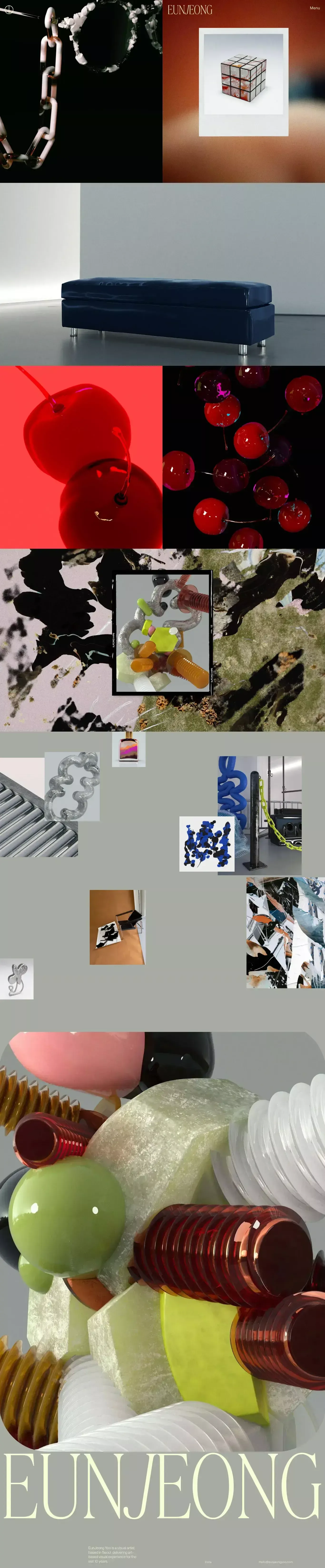 EunJeong Yoo - 유은정 portfolio page screenshot showcasing Design and Art design