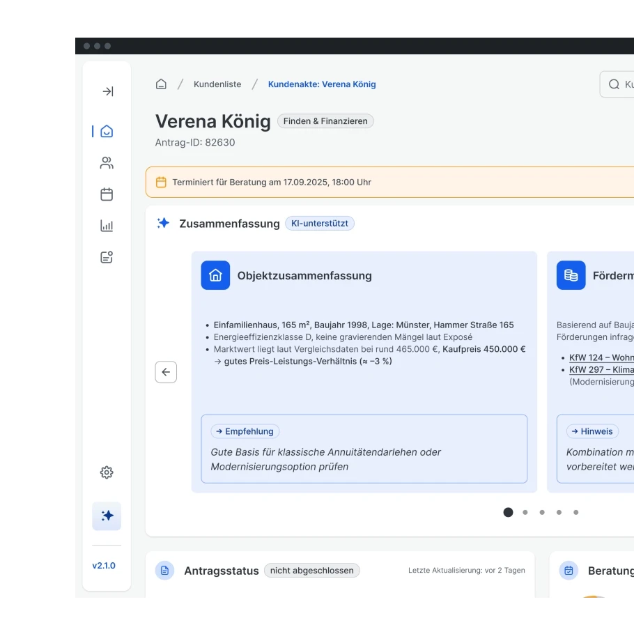 Beraterdashbaord Objektzusammenfassung Texte