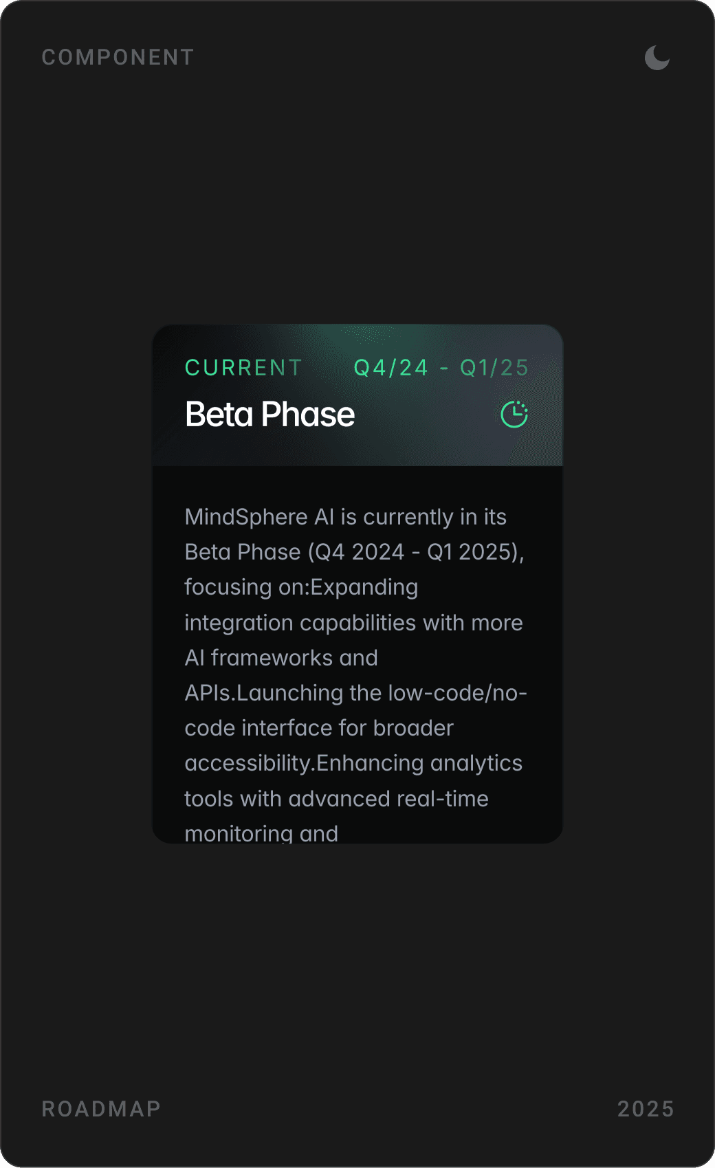 Futuristic AI Roadmap Timeline Component Design