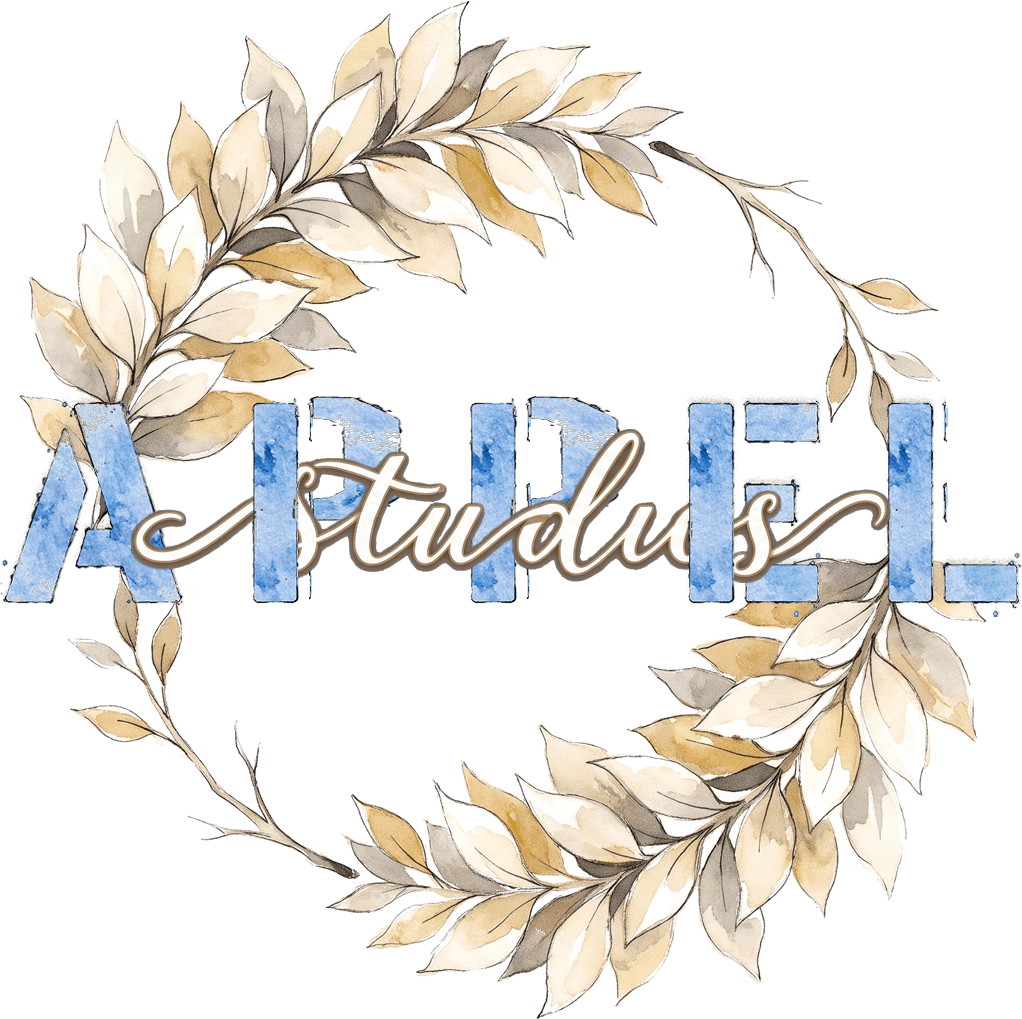 Appel Studios crest, a watercolour leaf wreath around the word APPEL