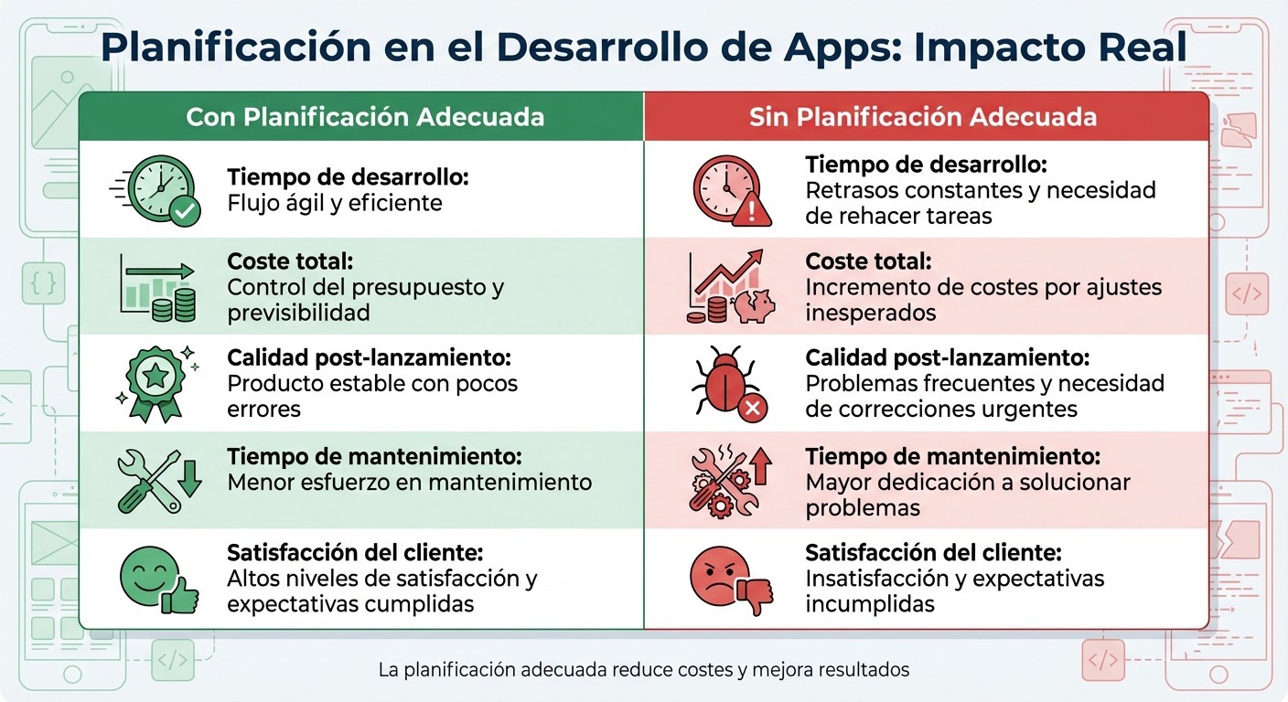 Impacto de la planificación en el desarrollo de apps móviles