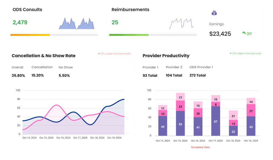 Healthcare productivity graphs and charts shown