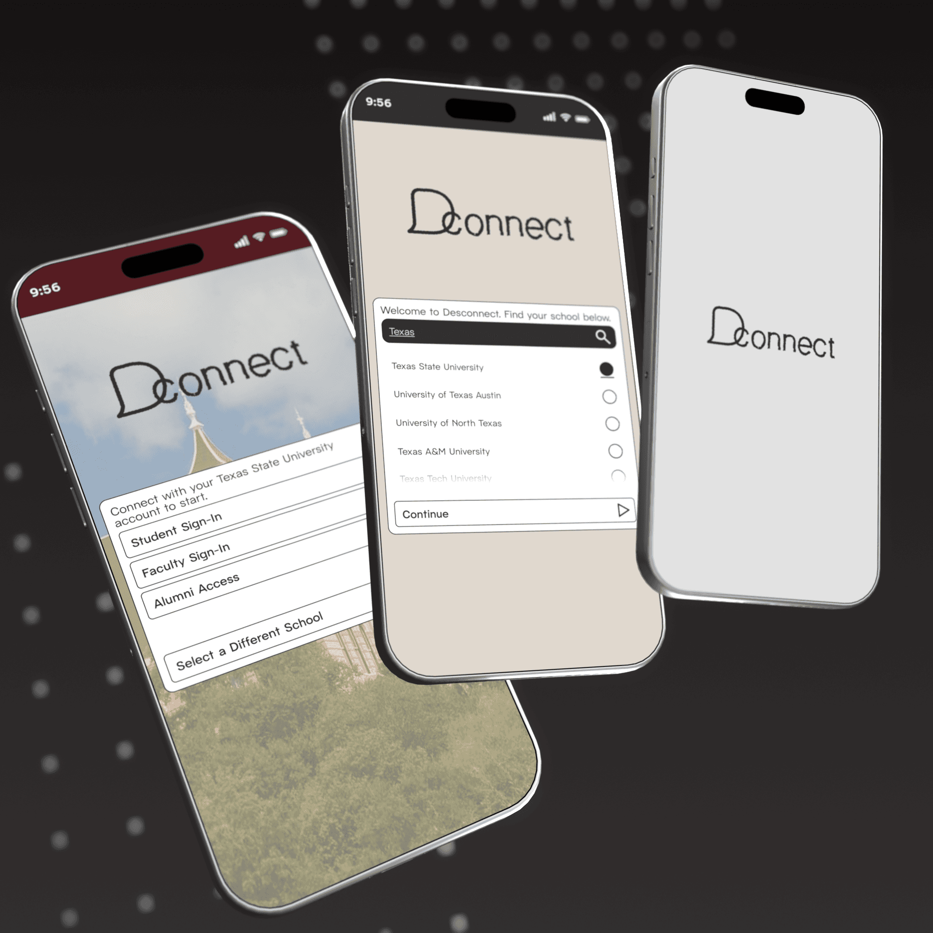 A render of phones displaying DesConnect features.