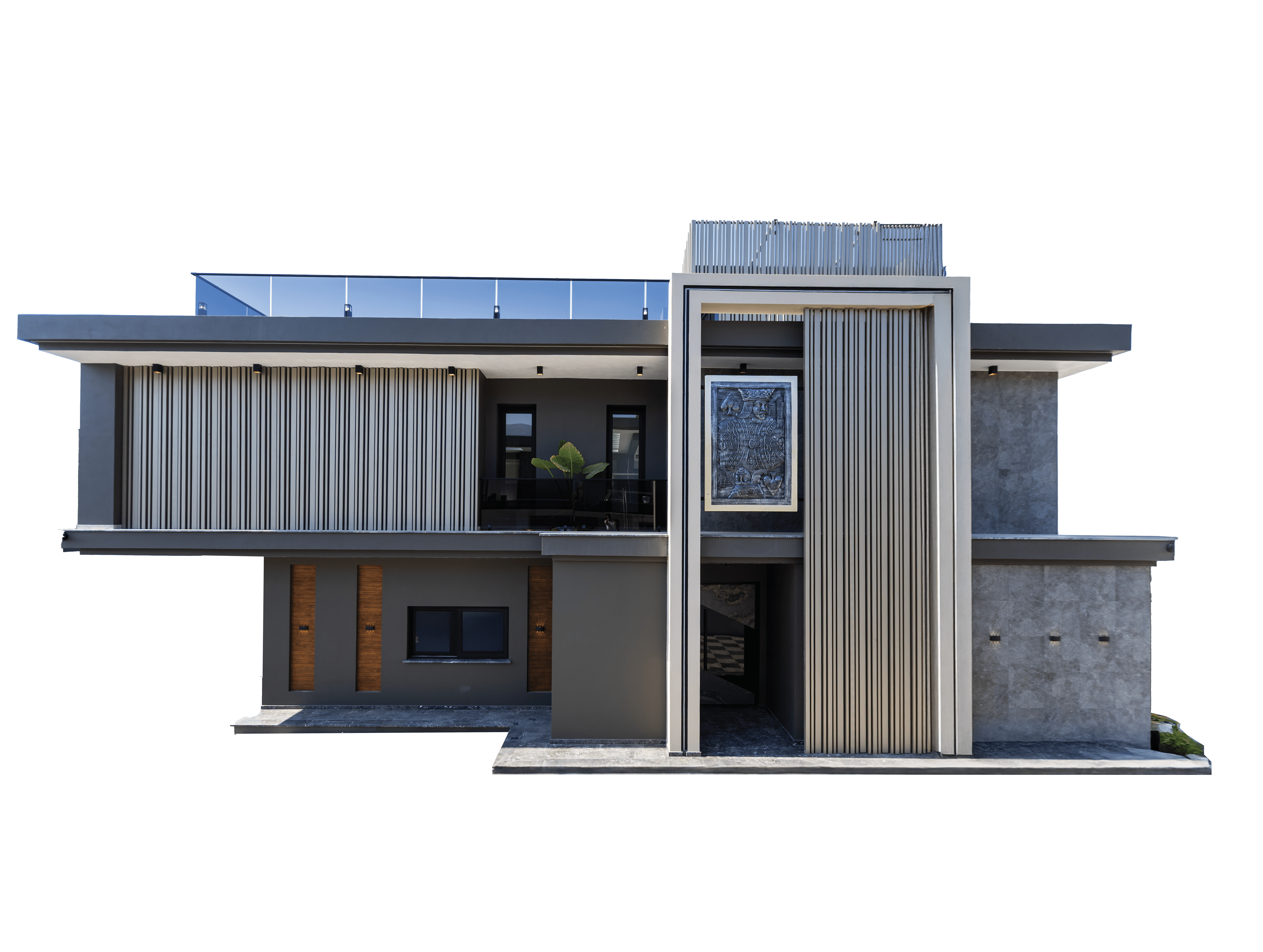 modern sculptural building with curved wooden exterior