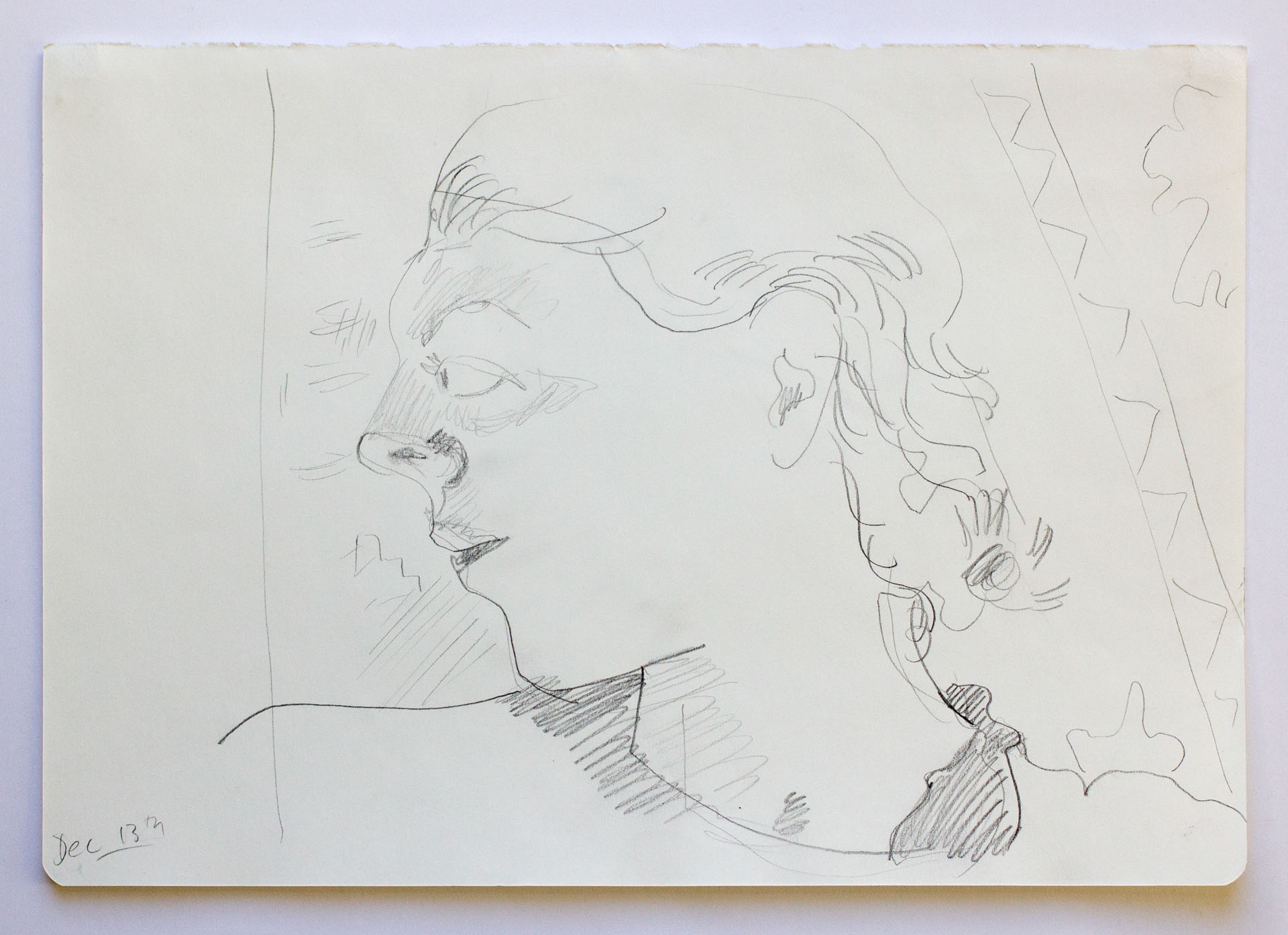 Self Portrait on the Floor Drawing, 2023, graphite on paper, 8.5x11"