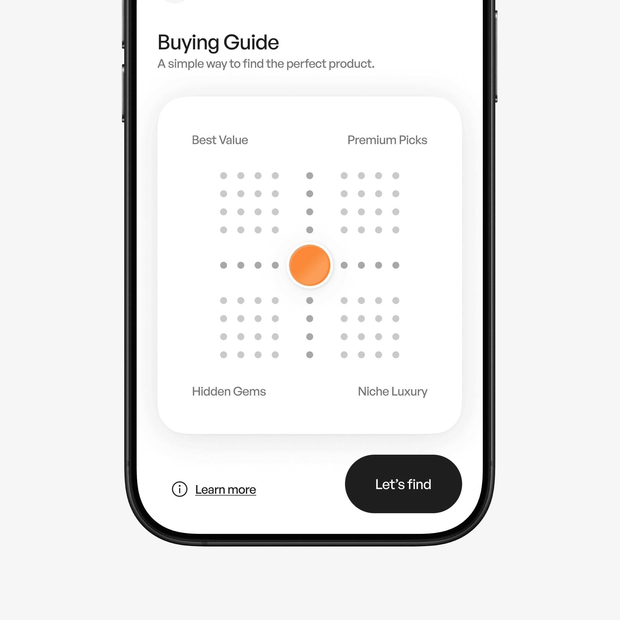 Buying guide and sorting UI by Ameer Omidvar
