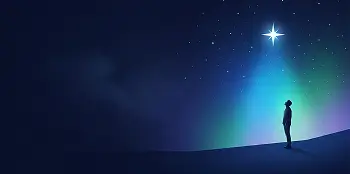 Person looking up at bright star