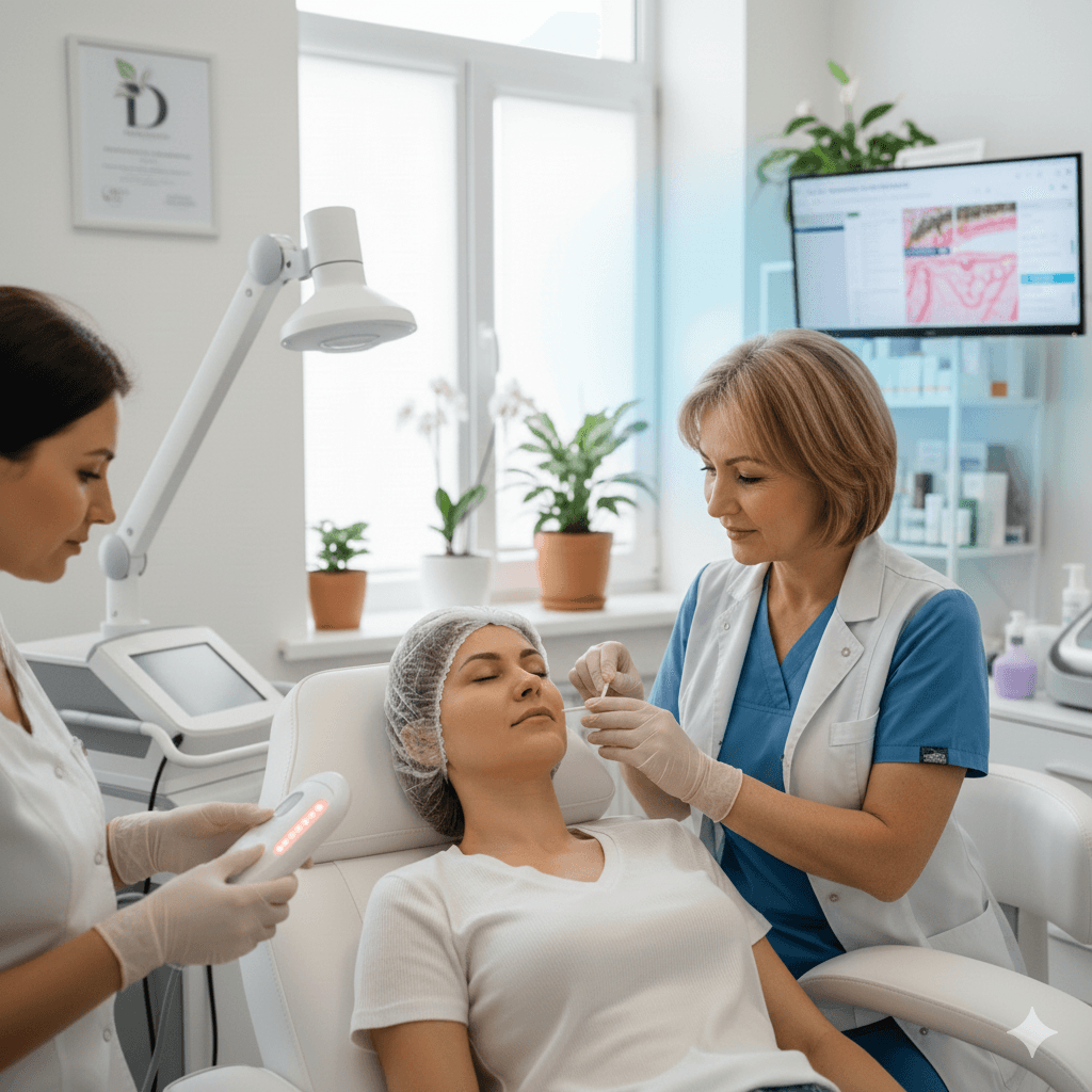 friendly female pediatrician touches shoulder teenage
