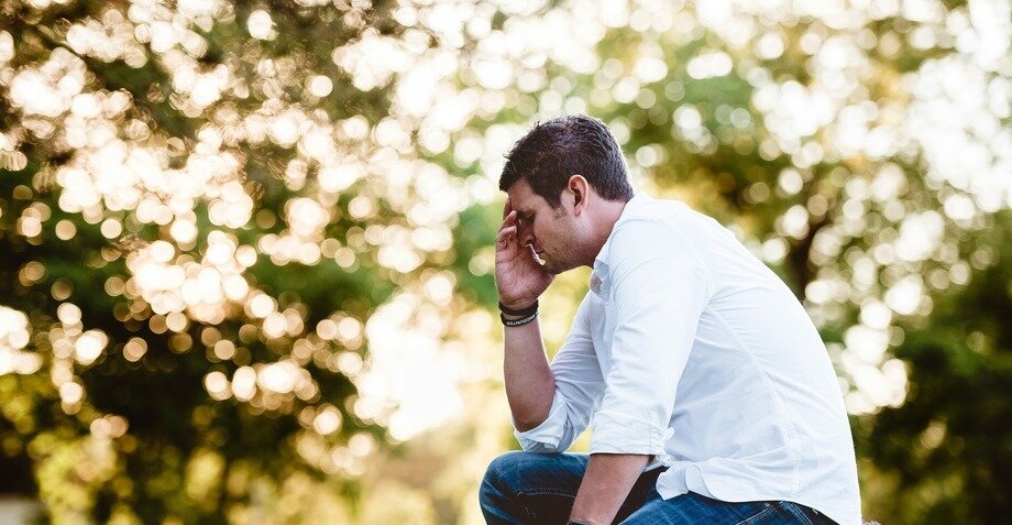 Depressed thinking man