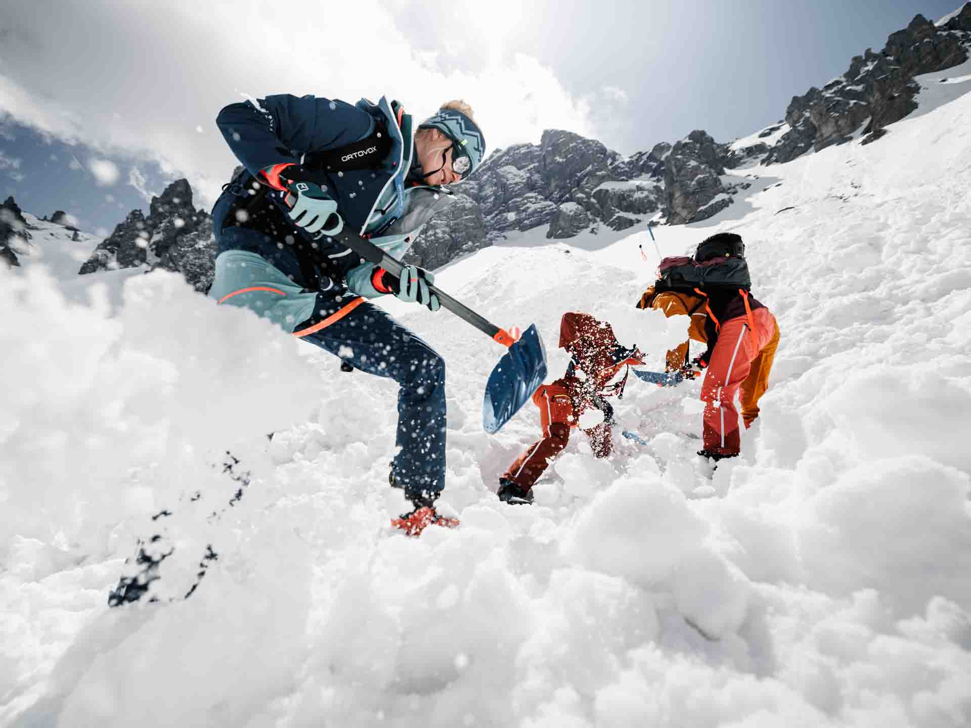 Skii mountaineering freeride down a mountain dolomites