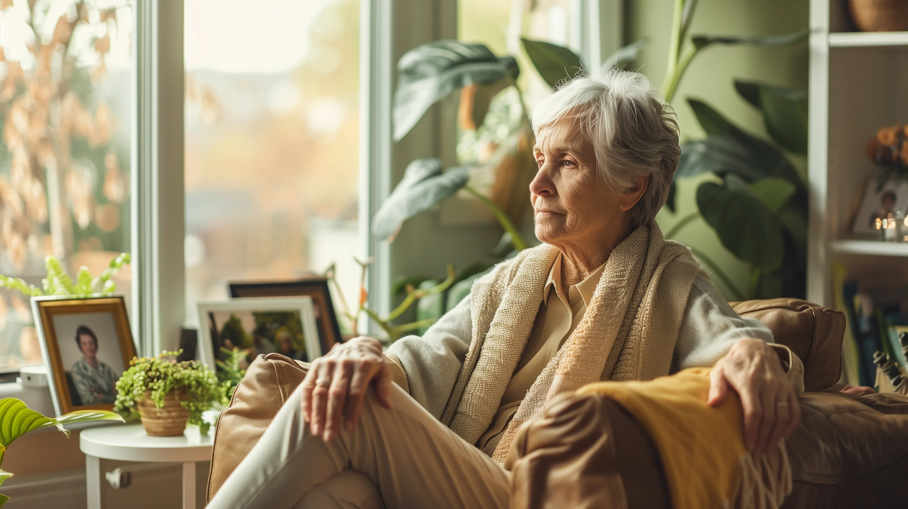 Couple sitting apart on couch, looking away, with soft light representing hope for reconnection