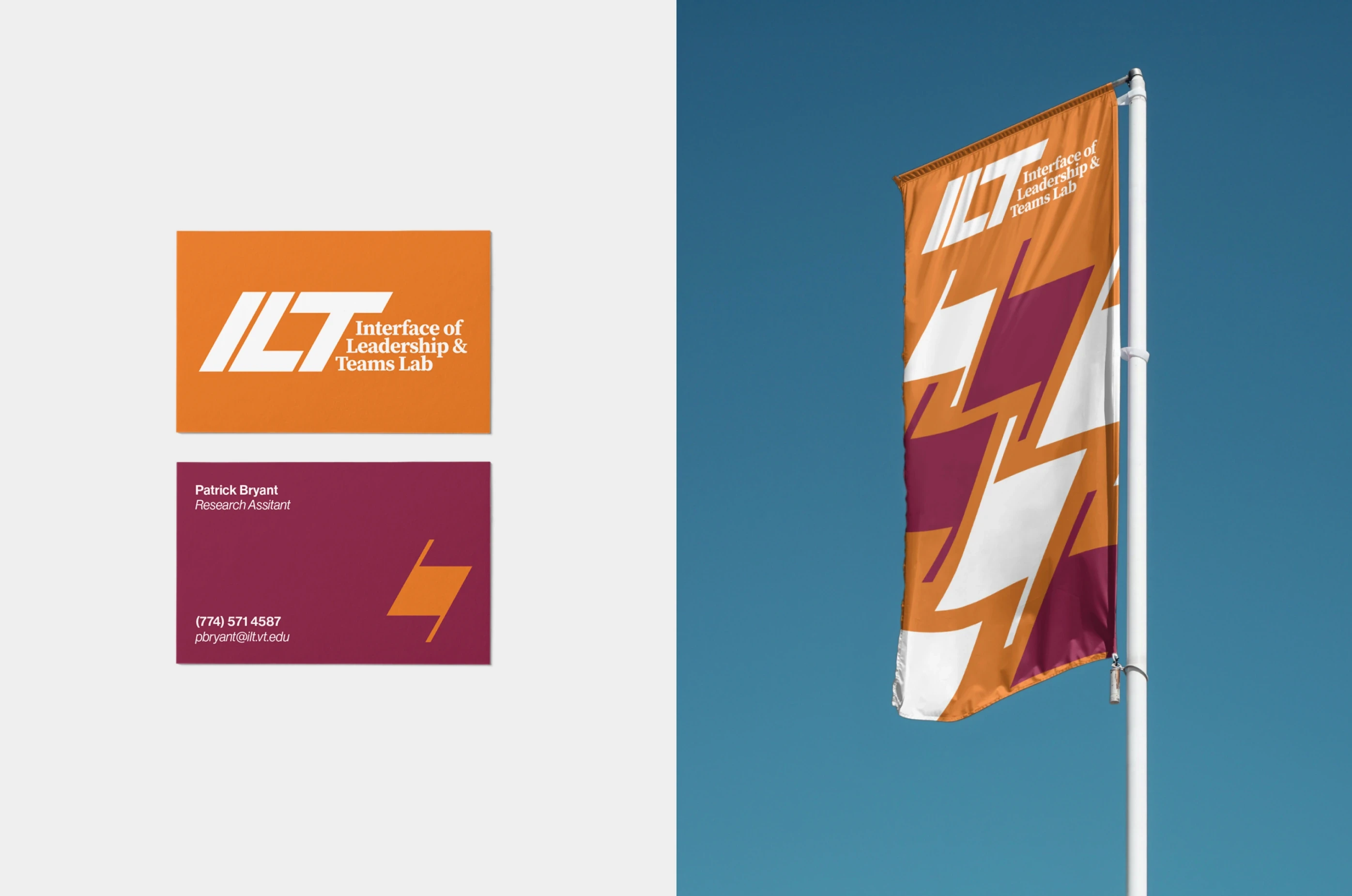 ILT Lab — Custom business cards and flag with ILT logo — Environmental branding