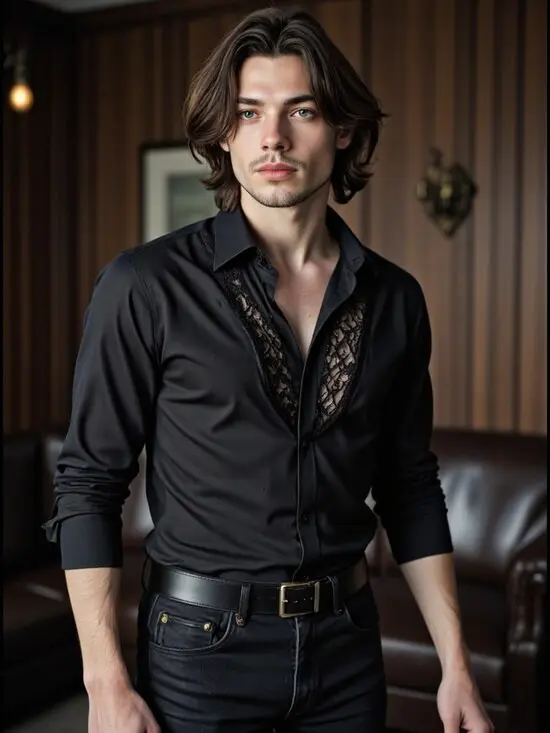 ai boy generator gothic black shirt jeans boots