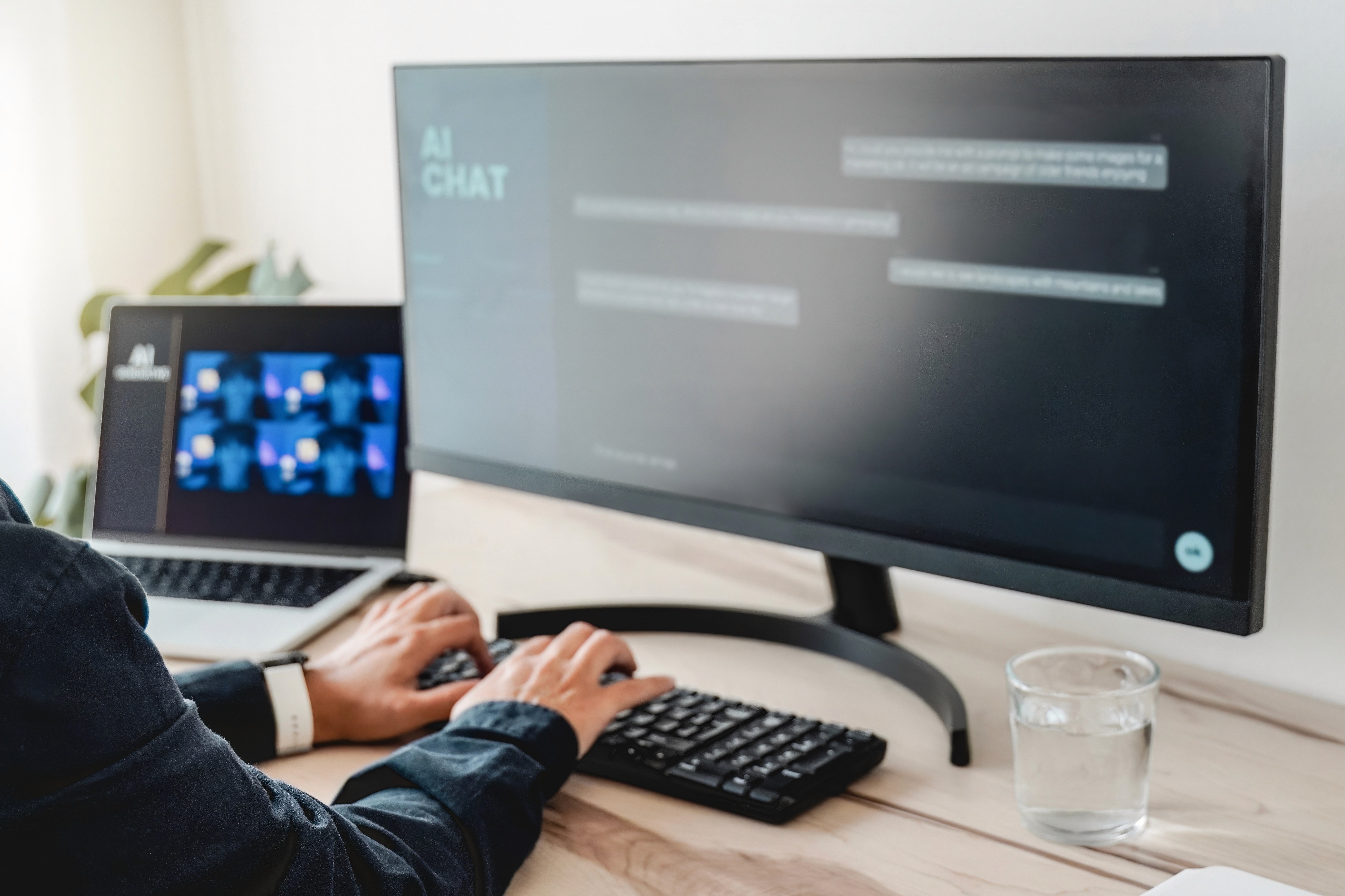 Person schreibt mit KI Bot