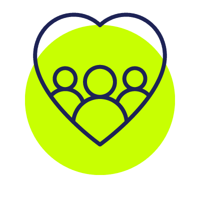 an icon of a heart with people inside of the heart