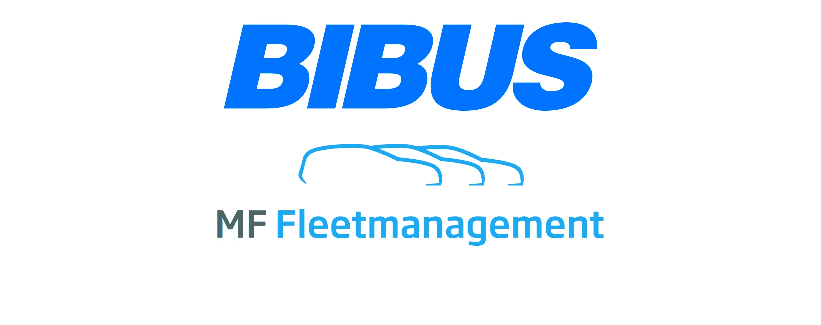 BIBUS and MF Fleetmanagement logos with a welcome message, representing companies involved in the integration of electric vehicles to promote sustainable mobility solutions in Switzerland