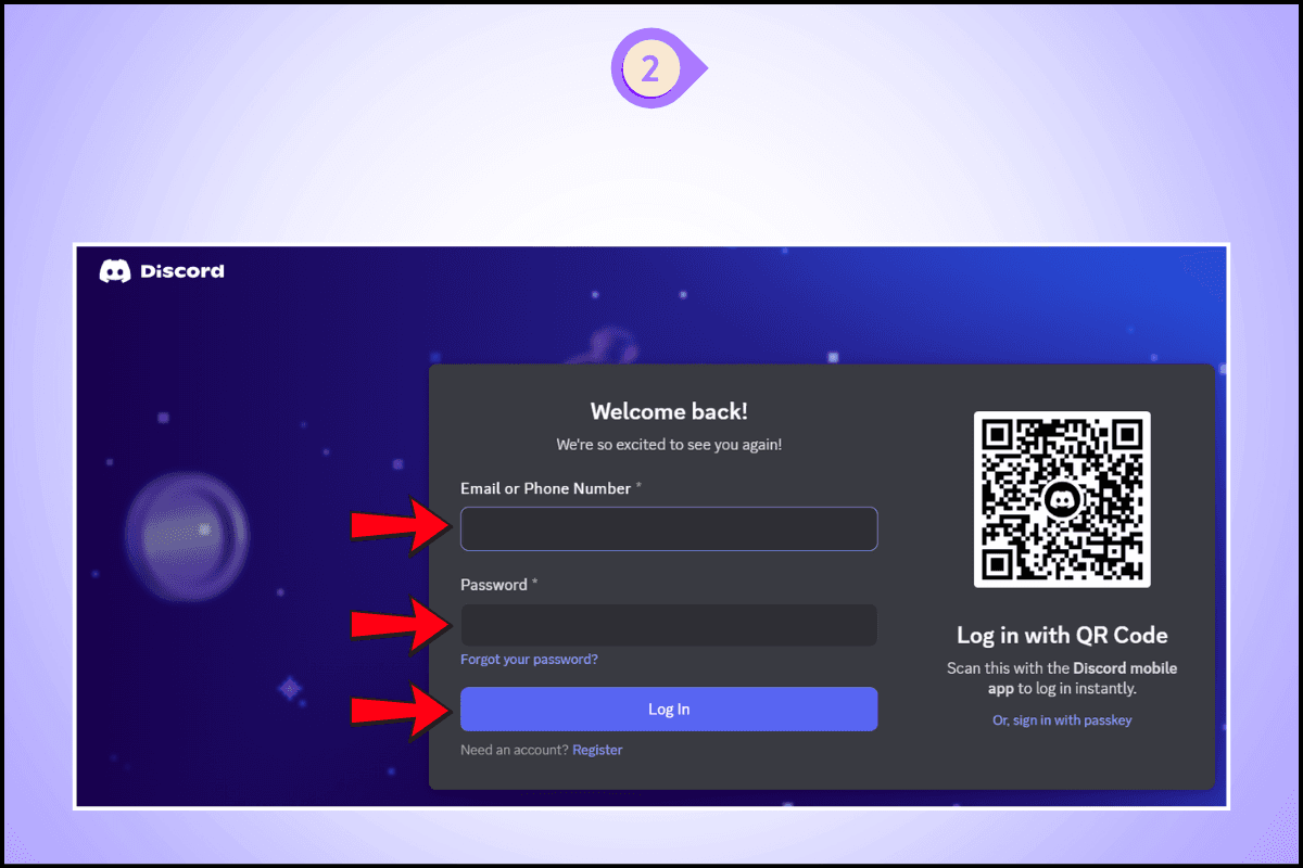 Étape 2 : Connectez-vous à Discord Web