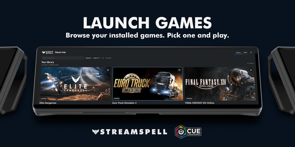 Steam Hub uses Spellcast to browse and launch Steam games installed on the same PC — official product preview