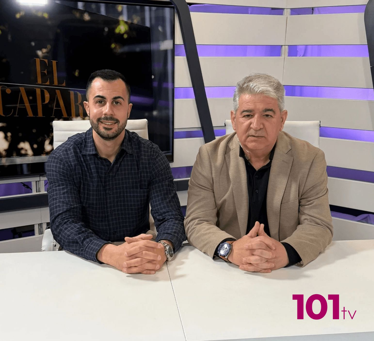 plato de television con dos hombres