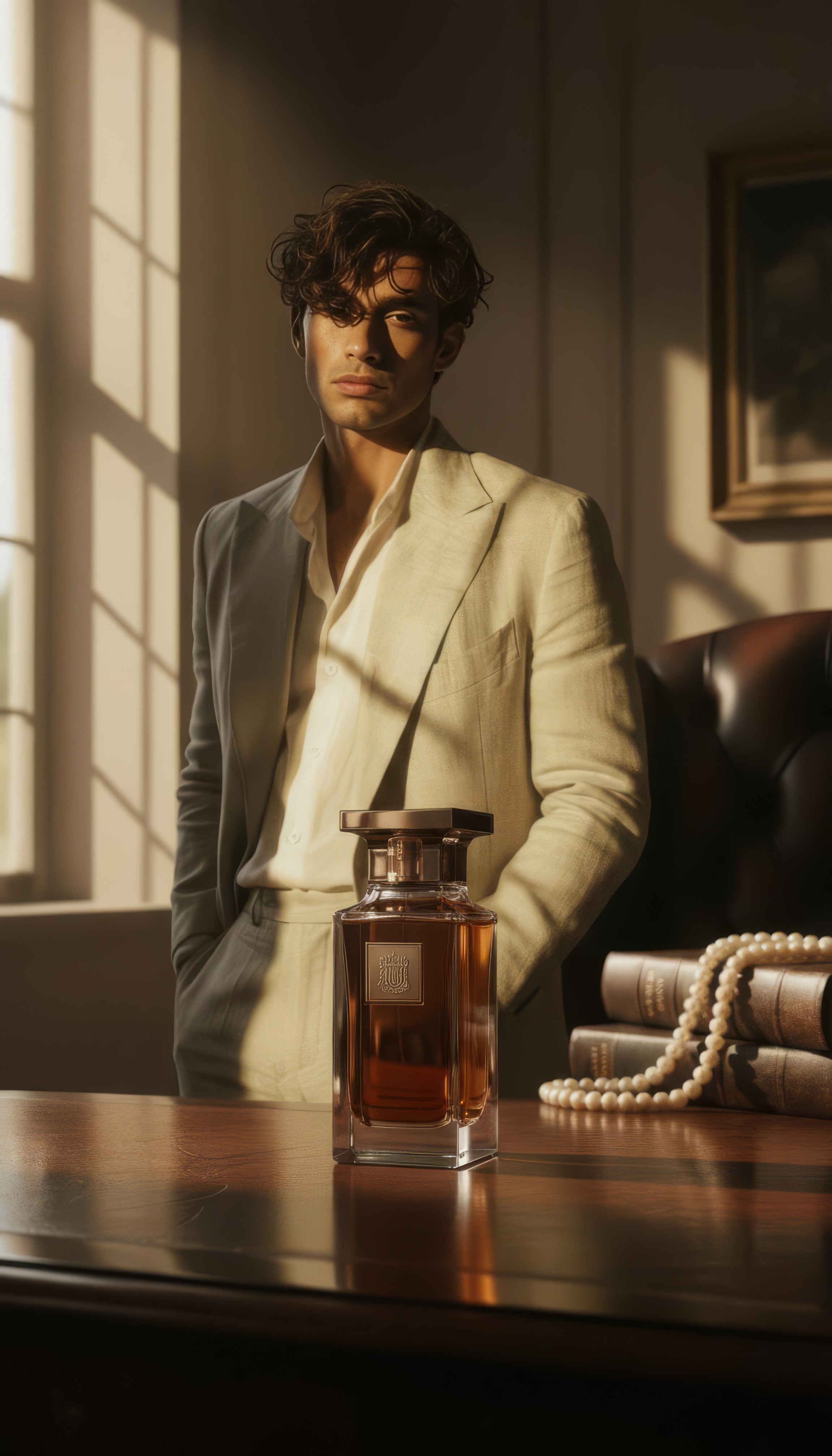 Man with a Cologne on the Desk