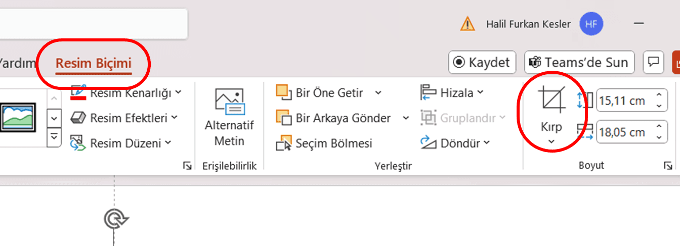 PowerPoint Resim Kırpma