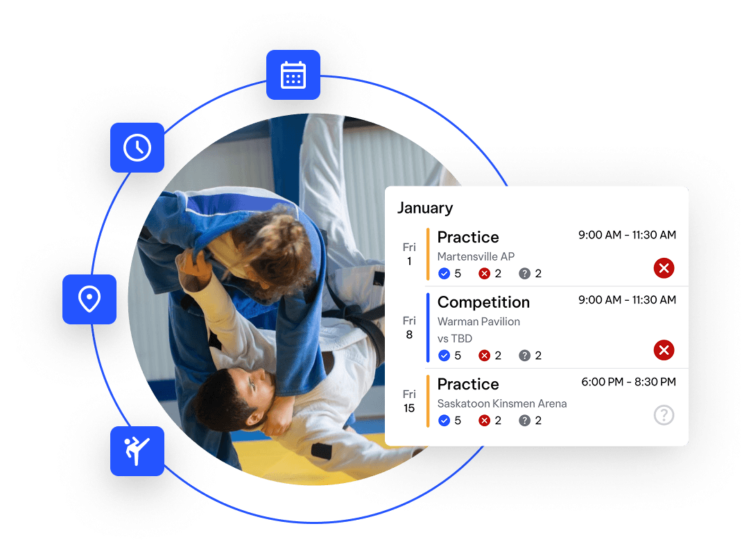 Martial Arts Scheduling Screenshot