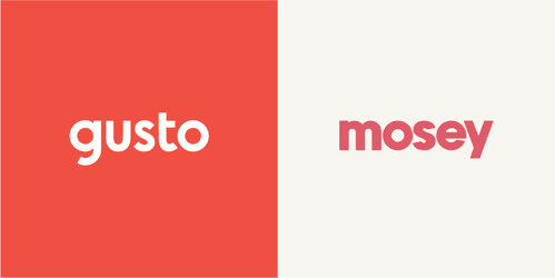 Gusto payroll and Mosey logos from acquisition announcement.