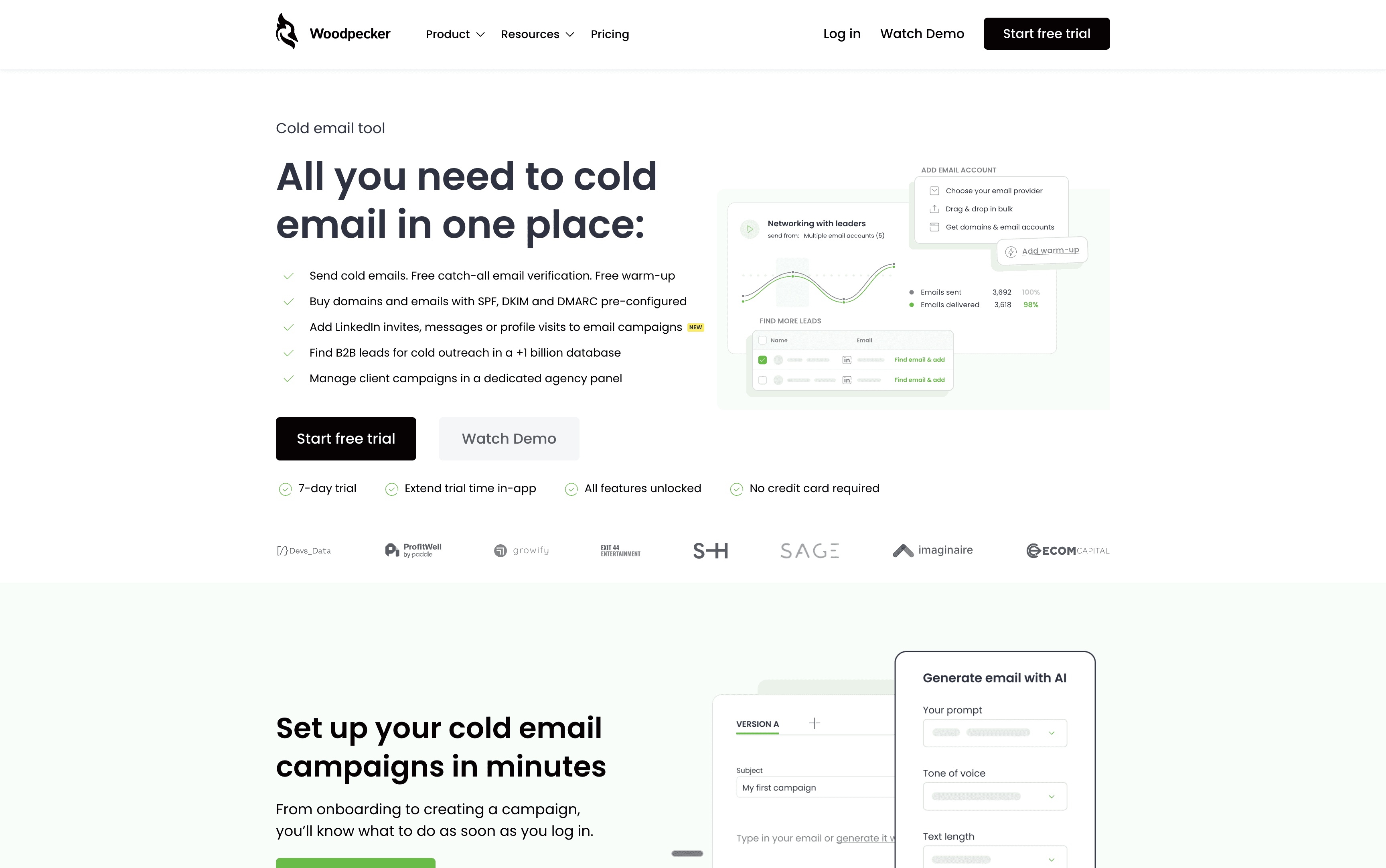 Woodpecker website homepage
