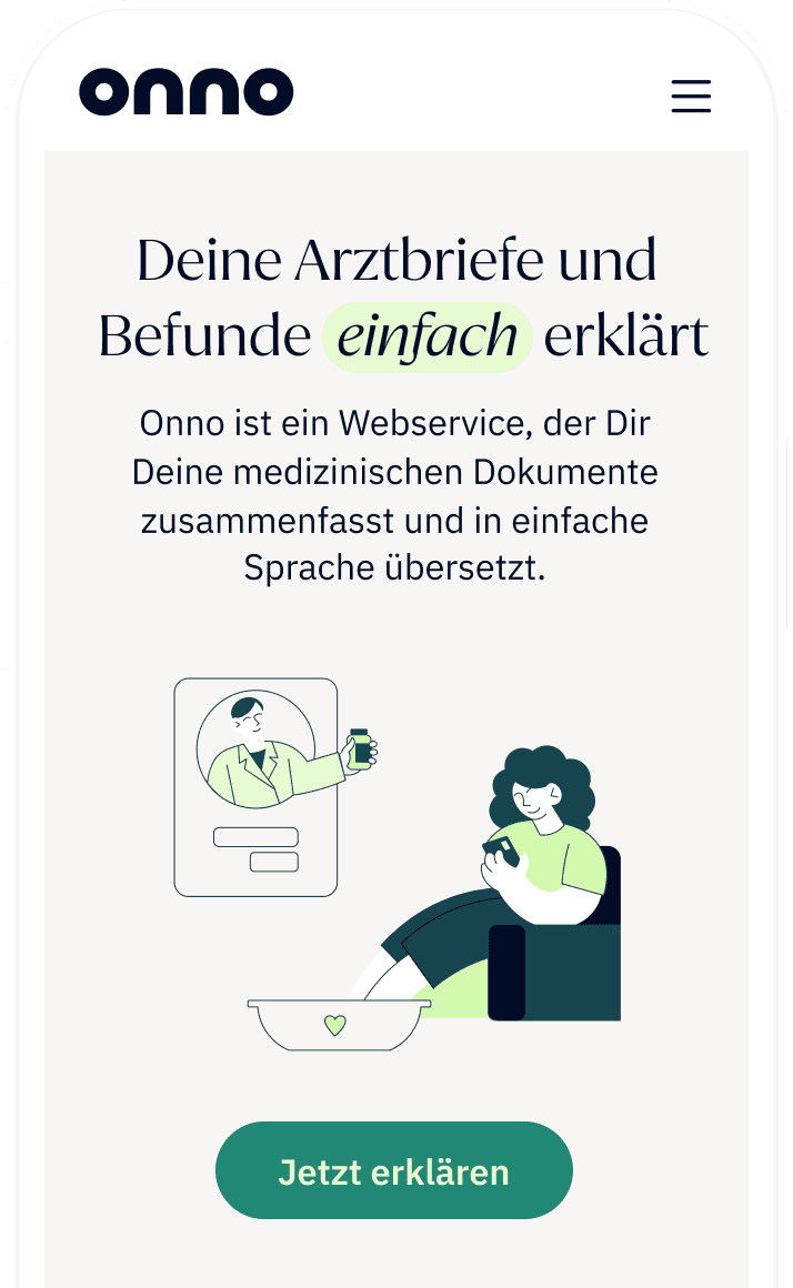 Smartphone mit Simply Onno Startseite