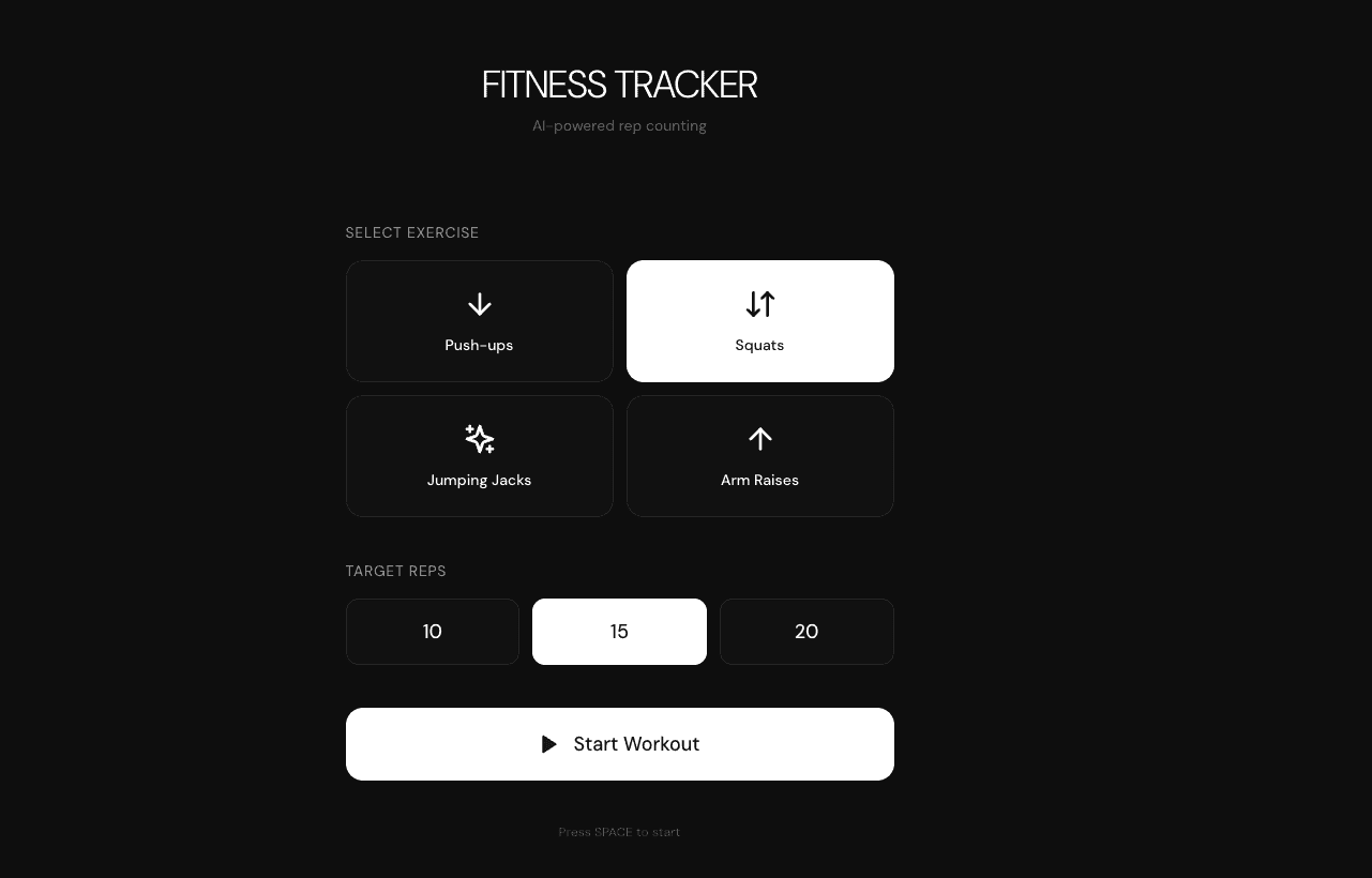 Screenshot of the fitness tracker.