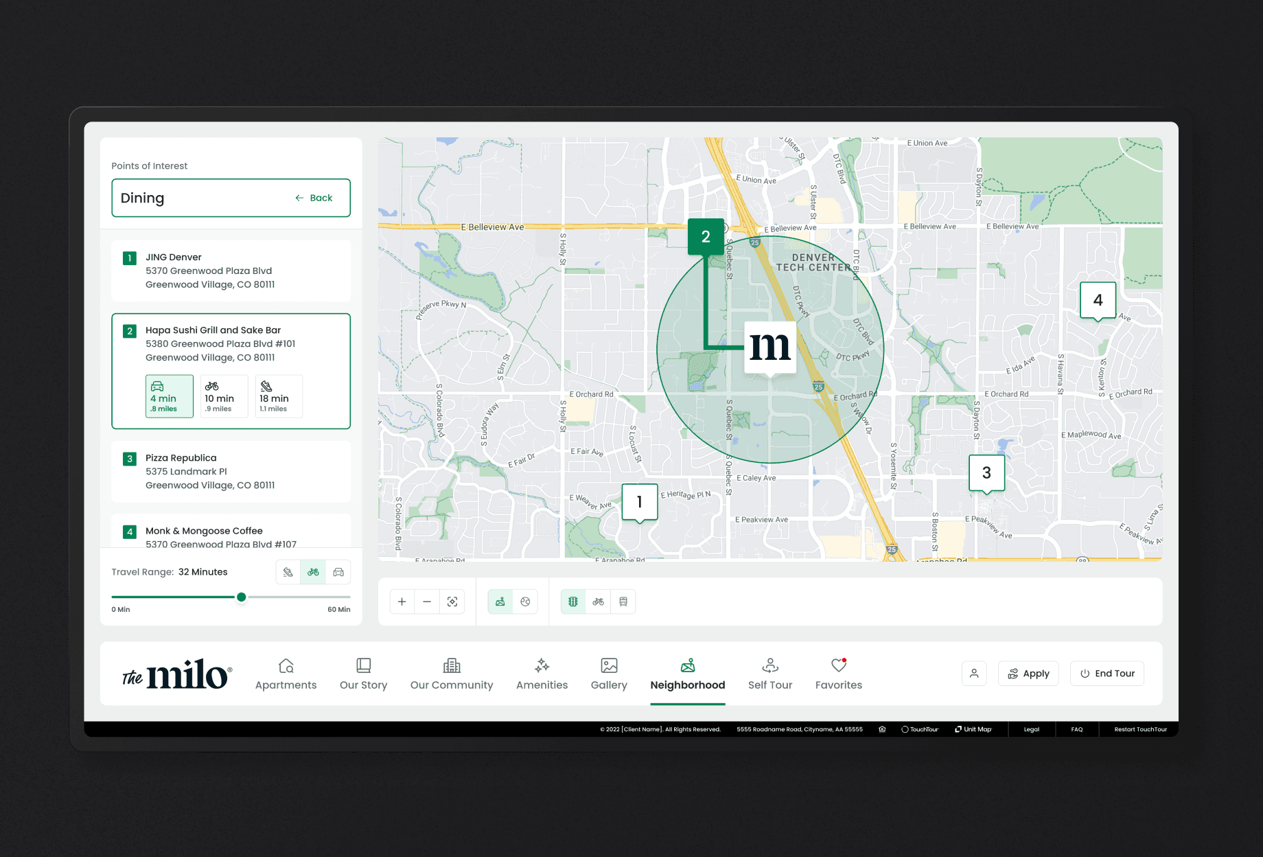 Neighborhood map with various local businesses highlighted.