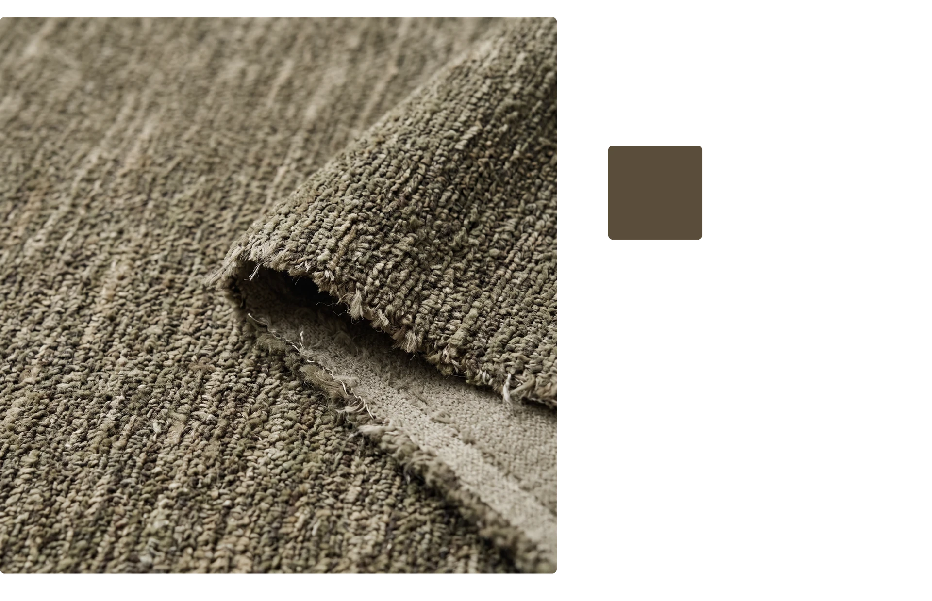 Material sheet of the Carnela armchair chenille in olive-taupe
