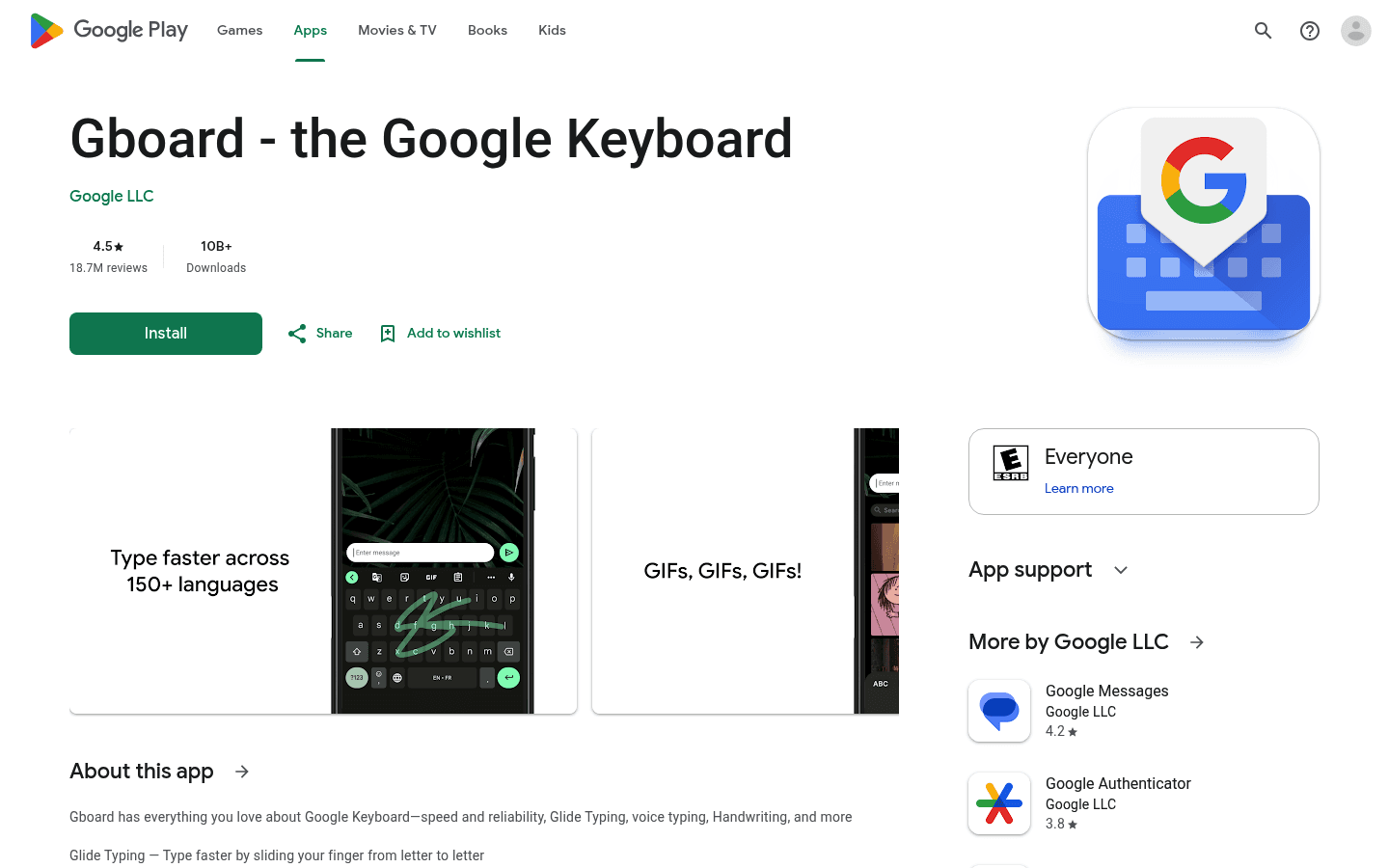Gboard Google Voice Typing Android speech to text app listing