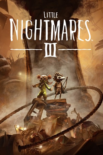 Jaquette de Little Nightmares III : deux petits personnages dans un décor étrange et brumeux.