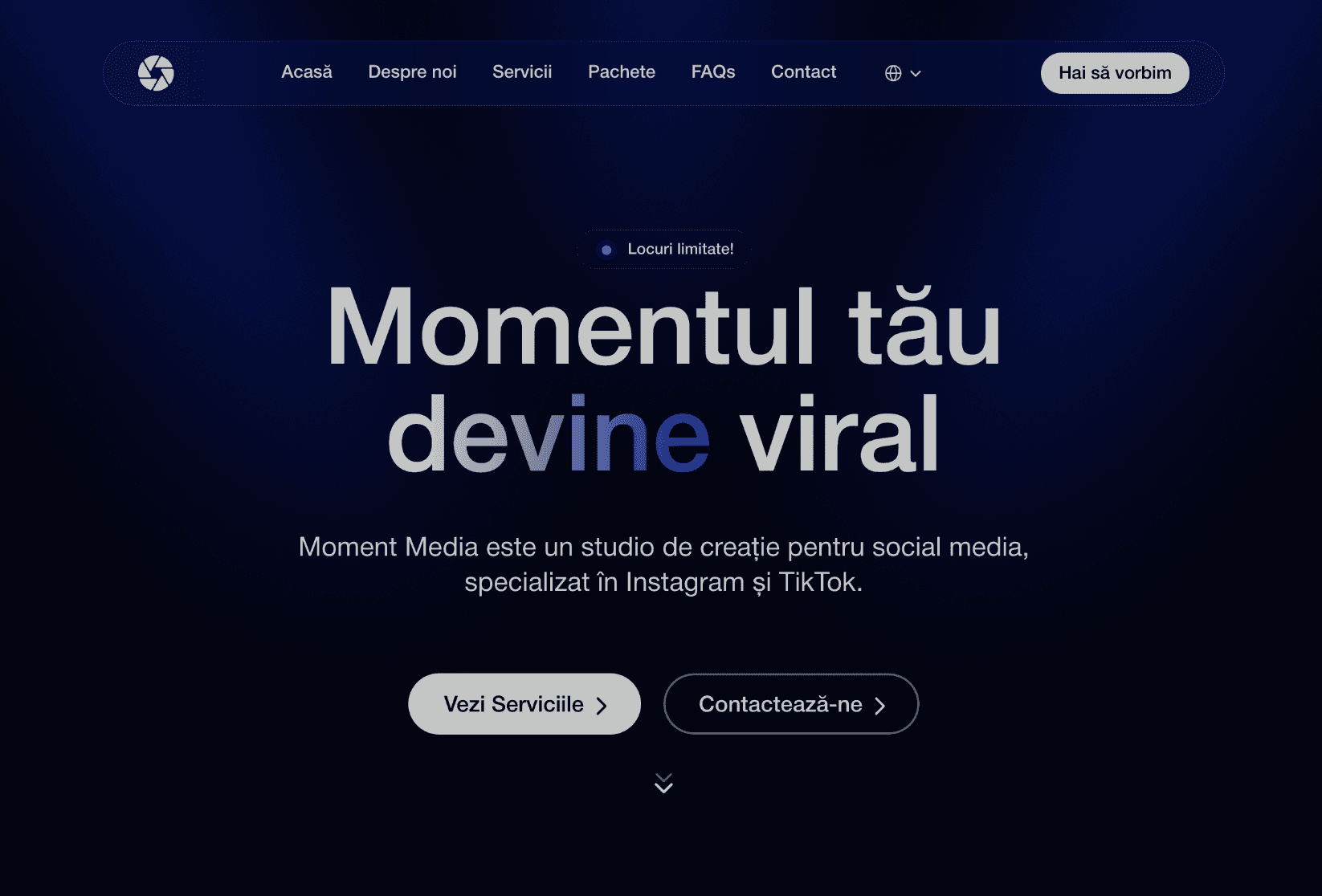 Hero Section of Moment Media
