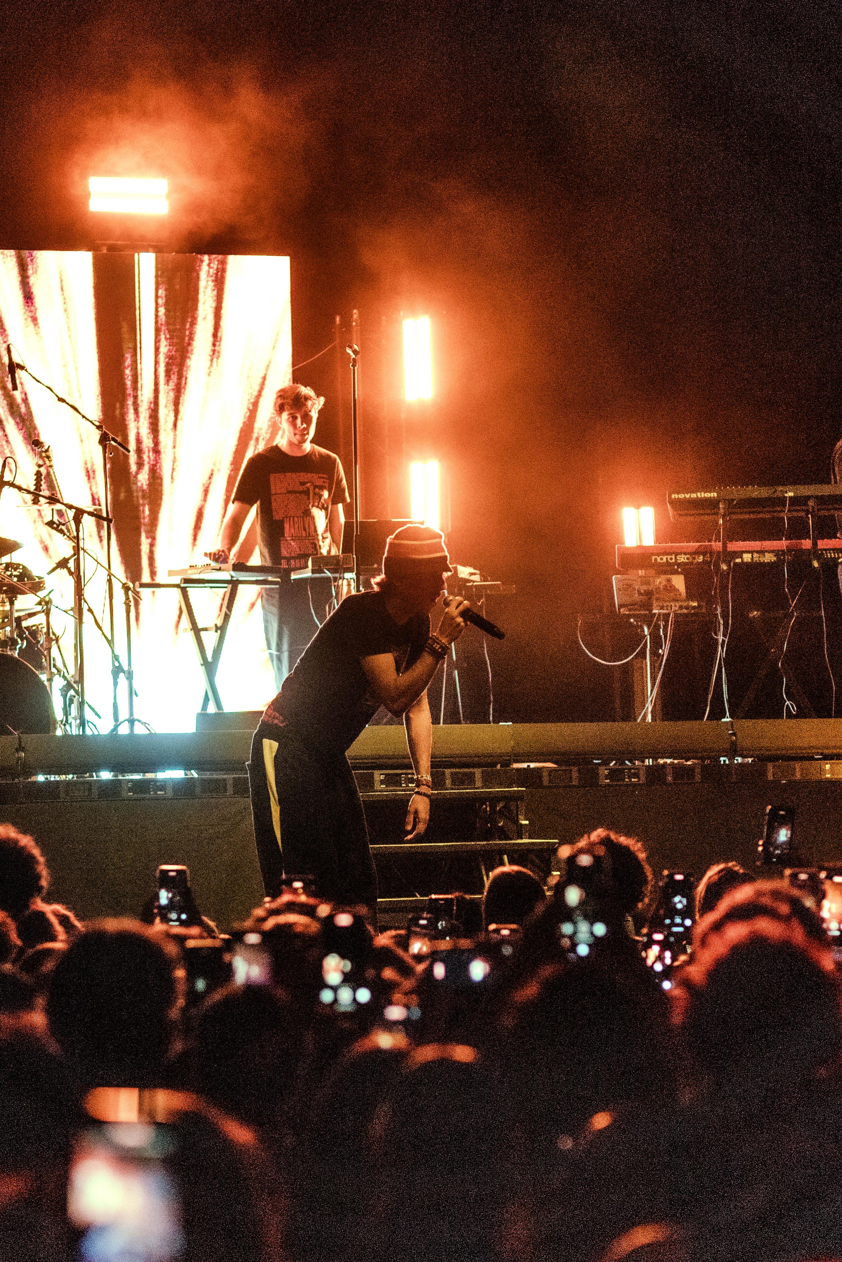 modern open lounge with palm trees outside