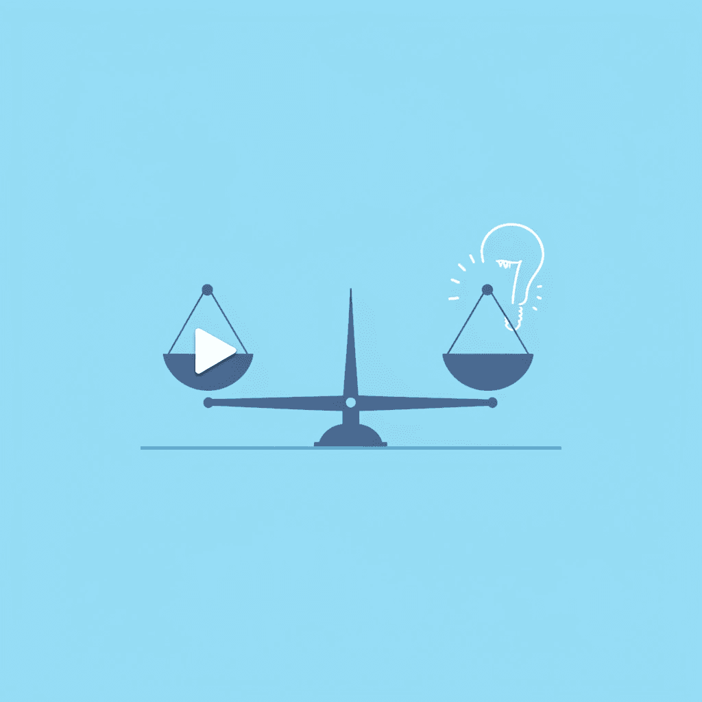 Balance scale comparing unstructured indoor time on one side with structured lessons on the other