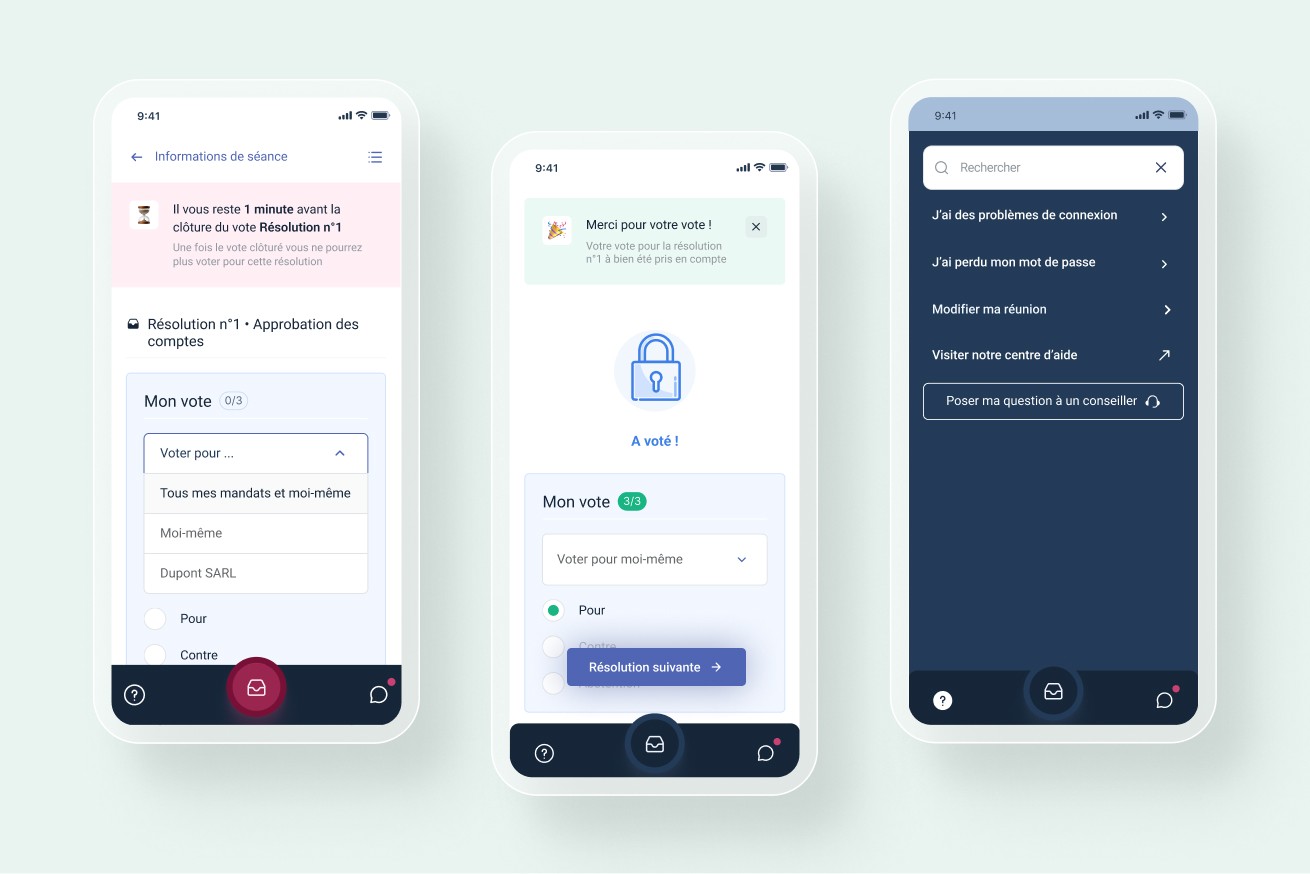 Screen of the electronic vote pannel
