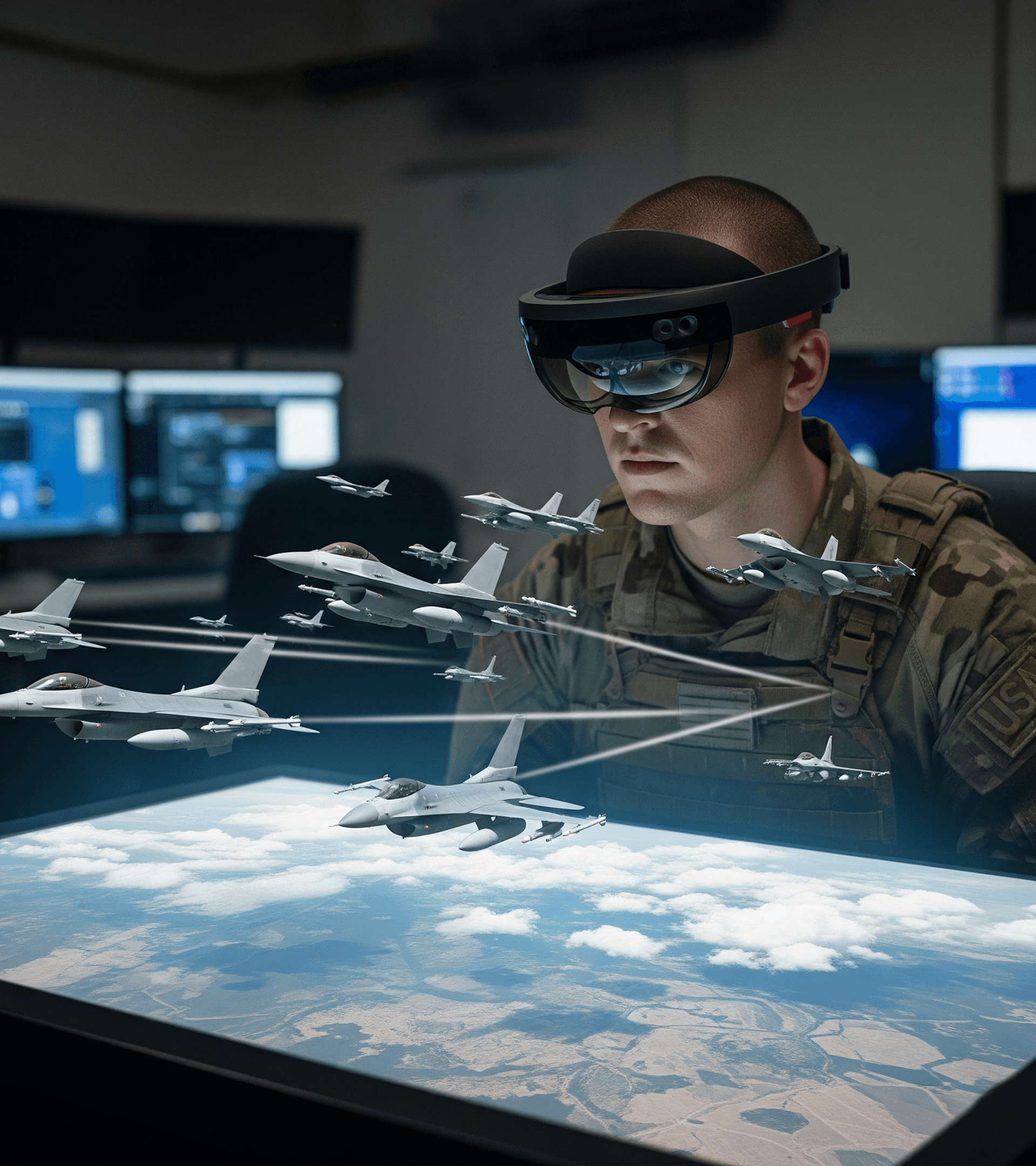 USAF airman wearing XR headset