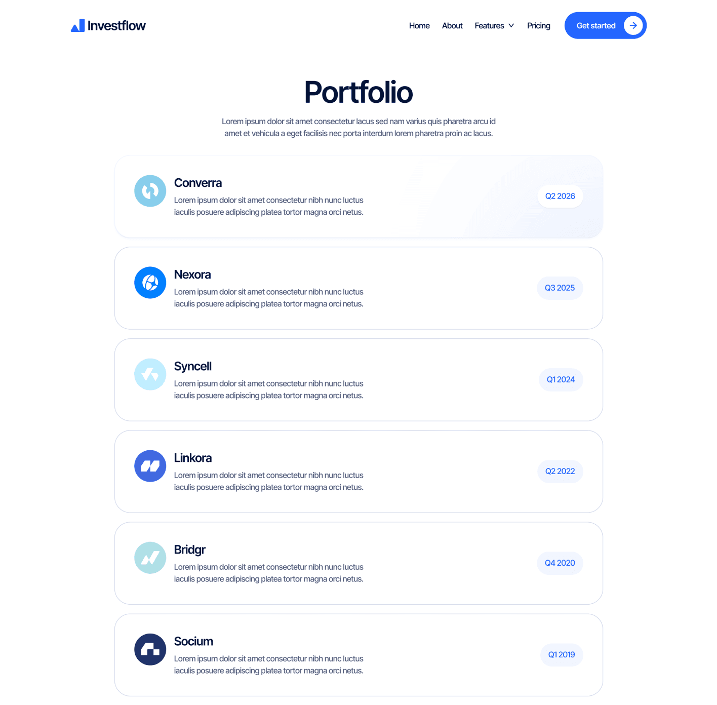 Investflow - Portfolio V3 Page - Investment Firm Framer Template