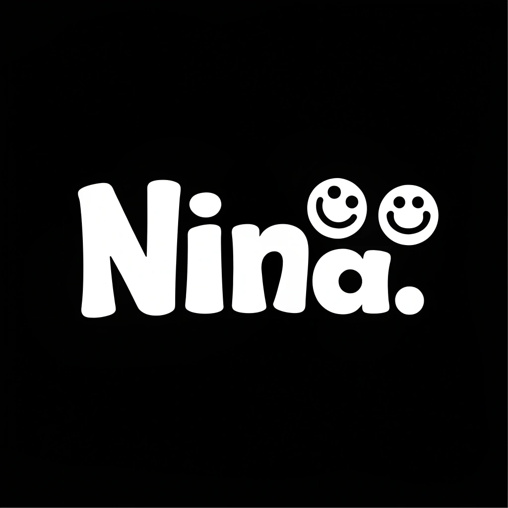 Craft a vibrant and playful logo design in SVG format that embodies a fun and friendly vibe, centered around the name "Nina." 