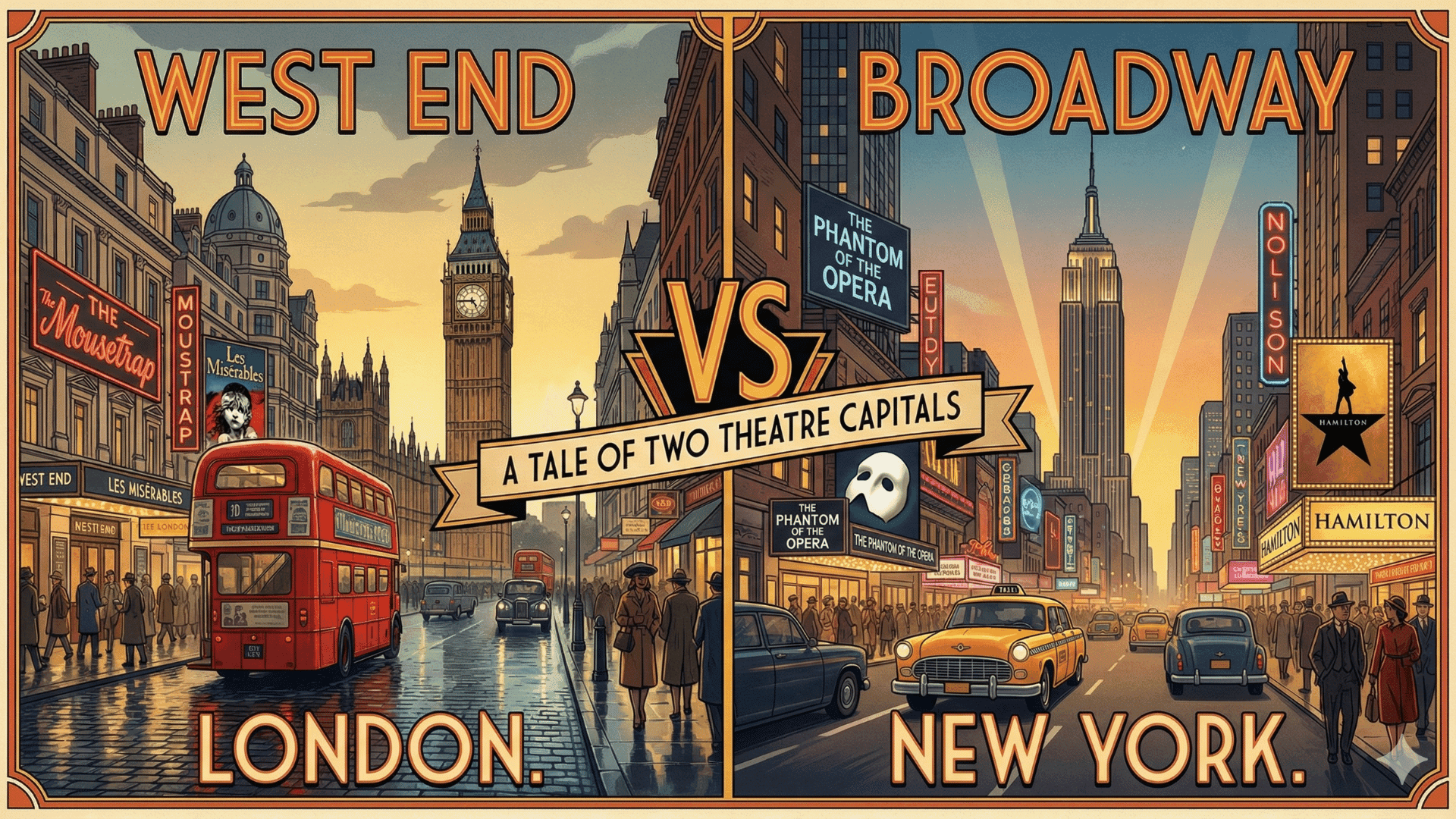 Broadway and the West End are two world theatre capitals.