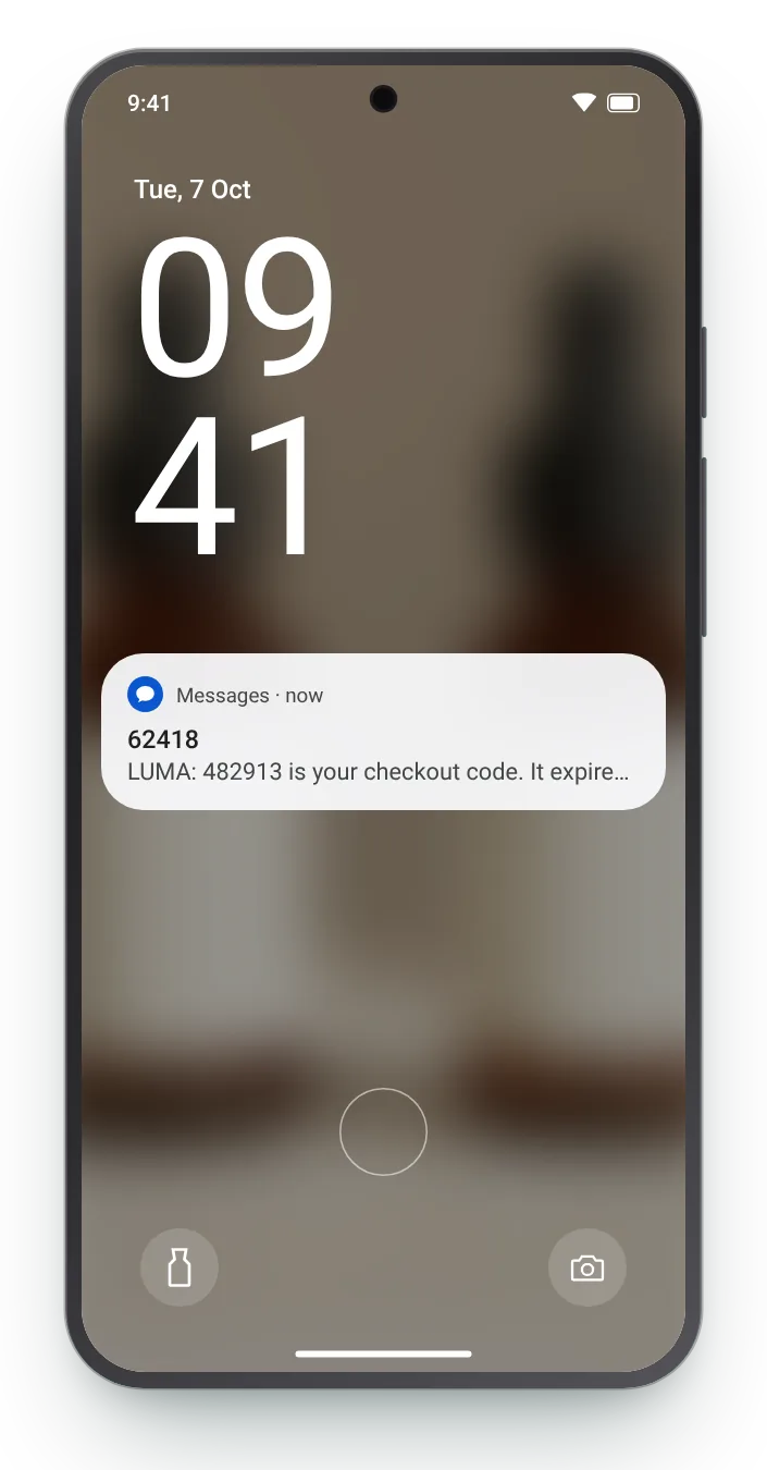 The same code as a notification on an Android lock screen